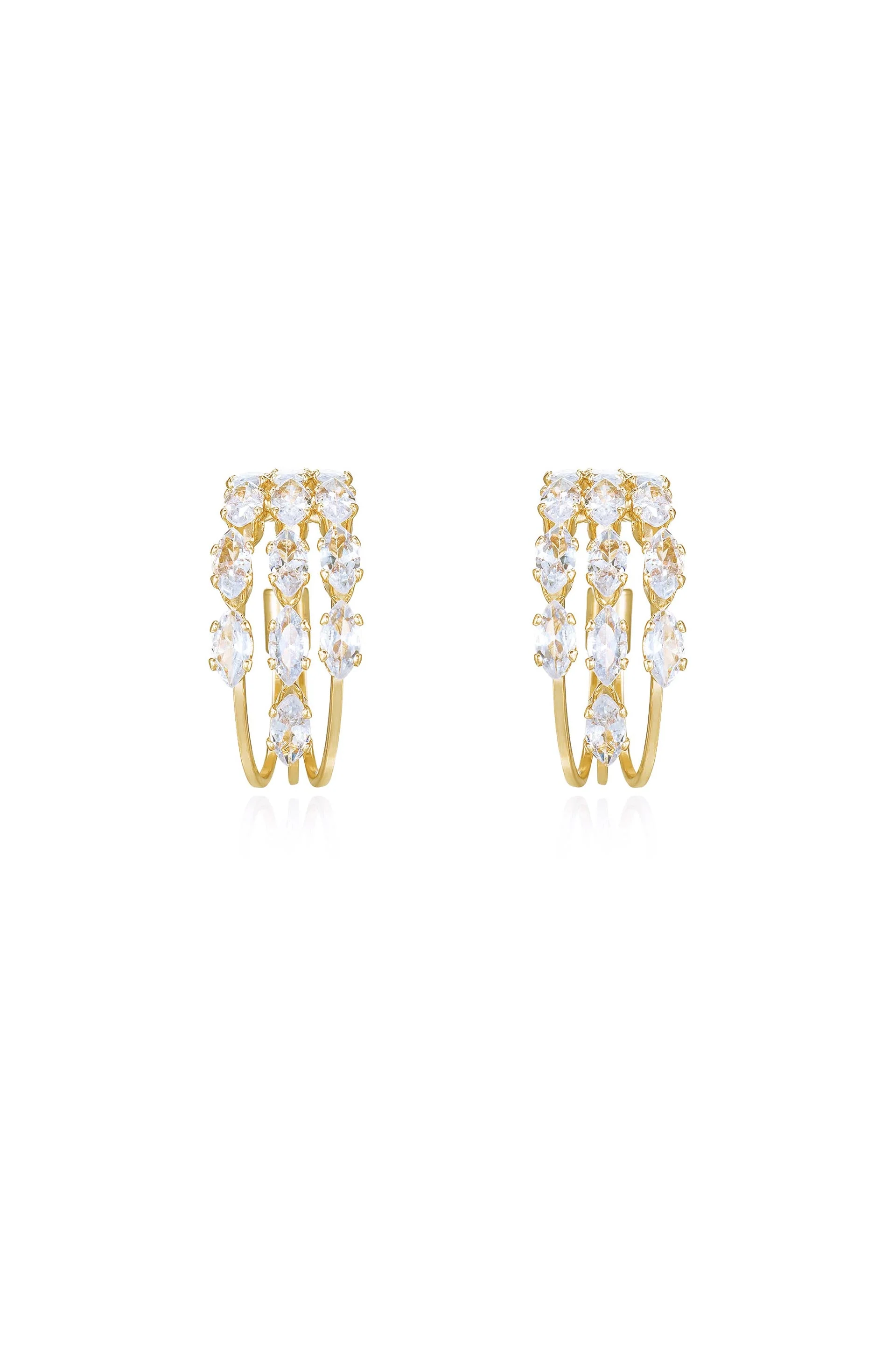 Multi-Crystal Huggie Hoop Earrings - Image 3
