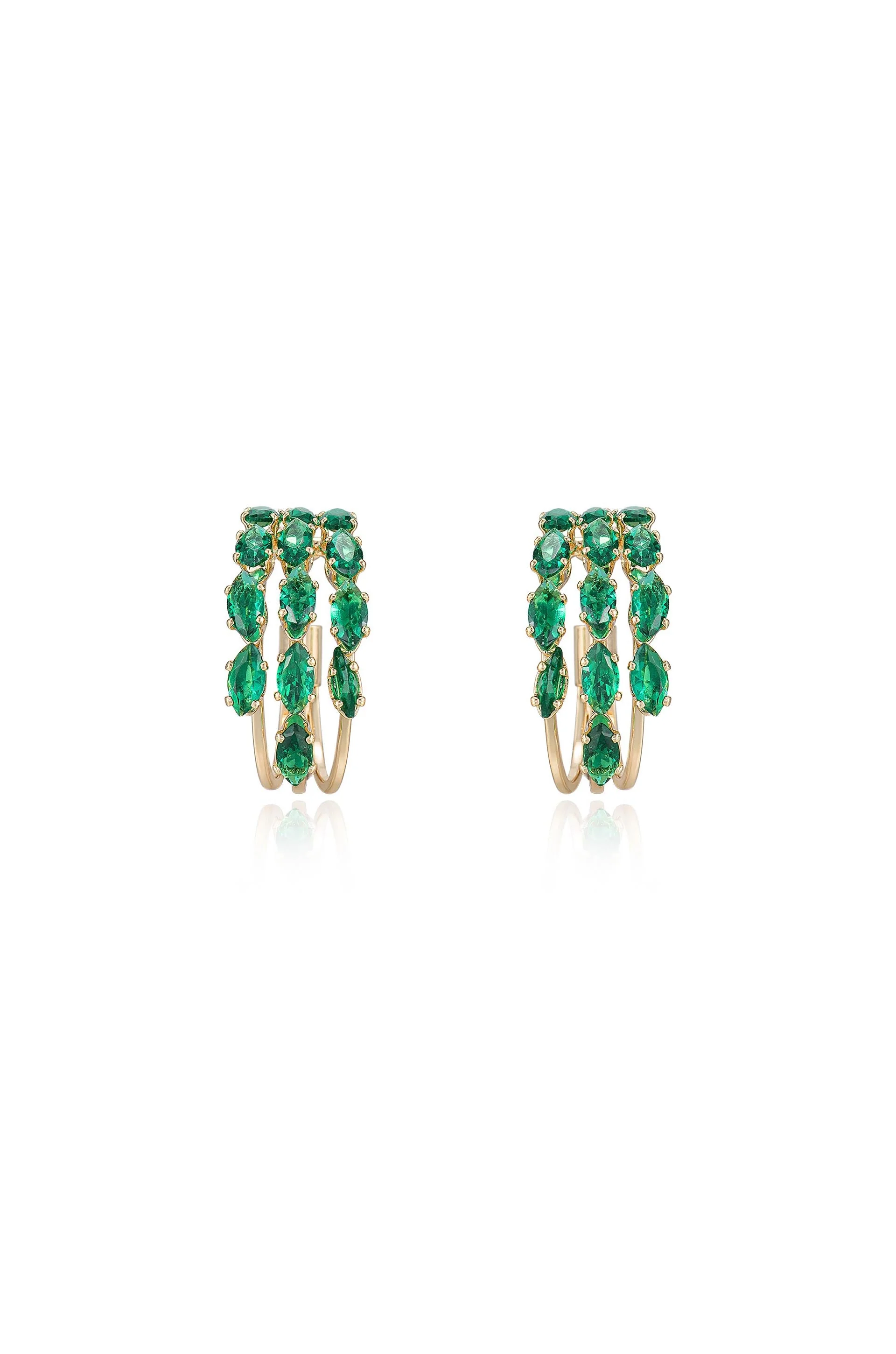Multi-Crystal Huggie Hoop Earrings - Image 6