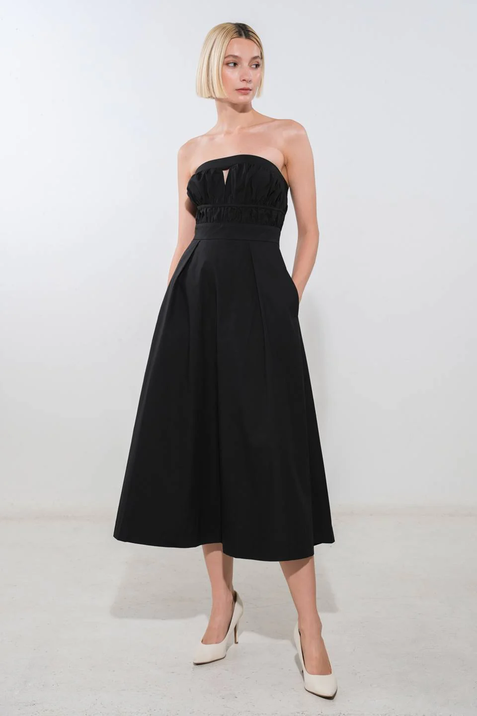 MYSTIC MIDI DRESS - STRAPLESS COTTON DRESS - Image 2