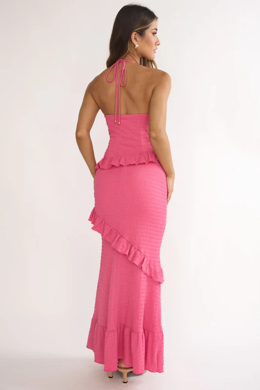 NADIA HALTER MAXI DRESS - FUCHSIA PINK - Image 4