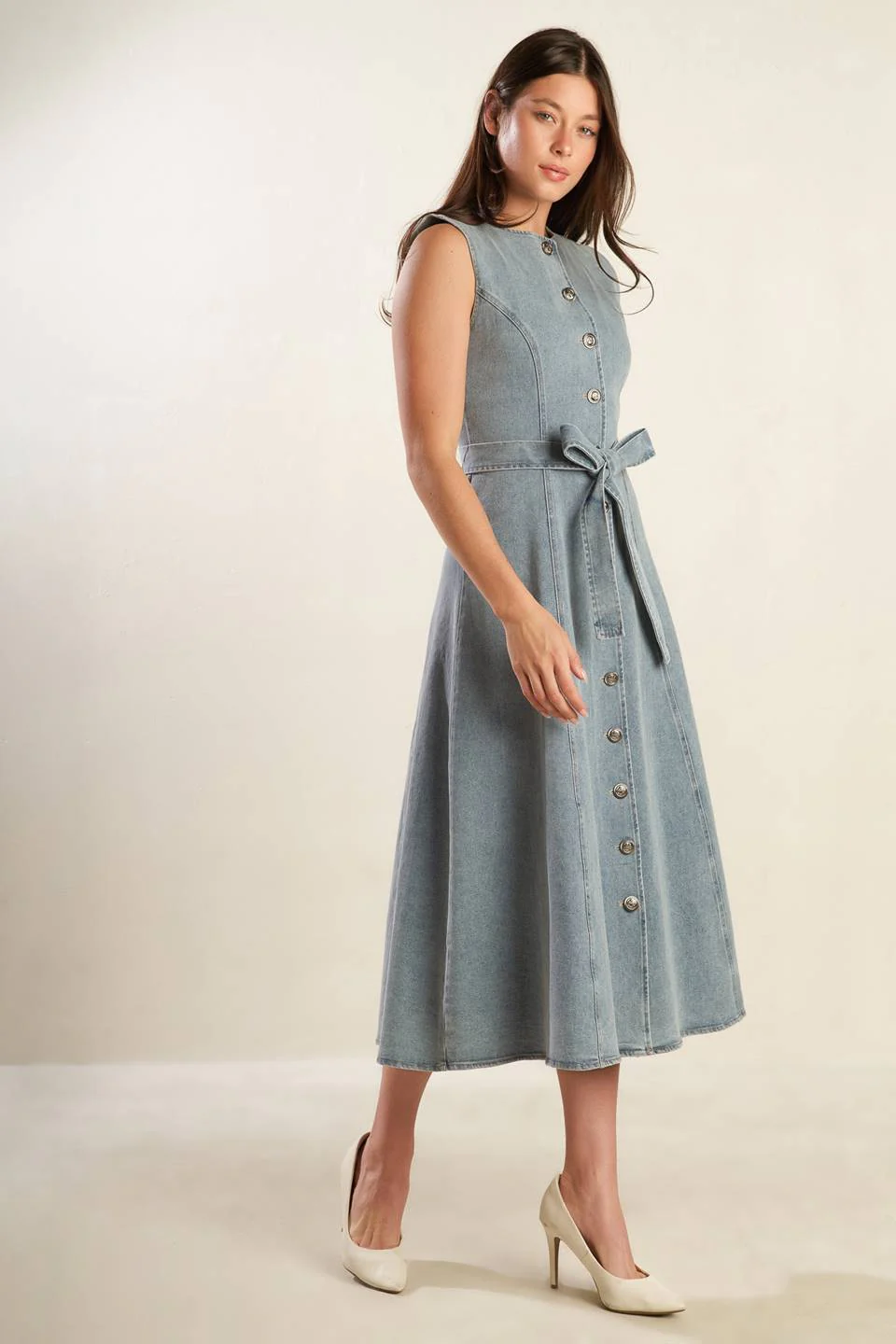 NAUTICAL & NICE - LIGHT DENIM - MIDI DRESS - Image 8
