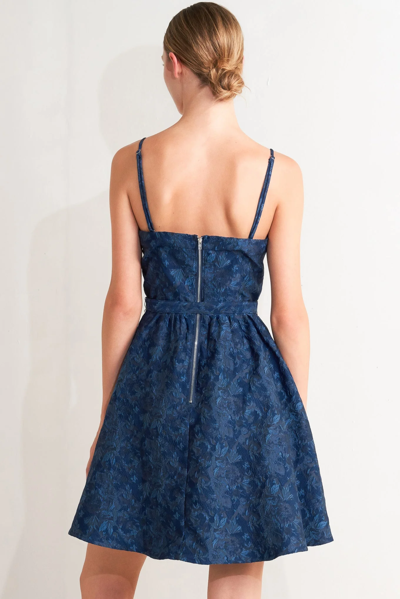 NAVY ROMANCE JACQUARD MINI DRESS - Image 2
