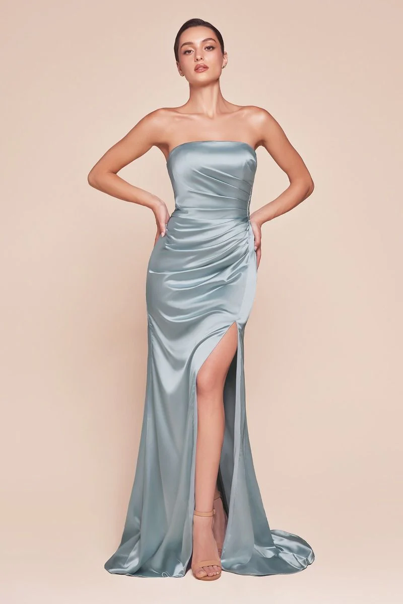 NICOLETTE GOWN - STRAPLESS LUXE SATIN DRESS & SCARF - Image 8