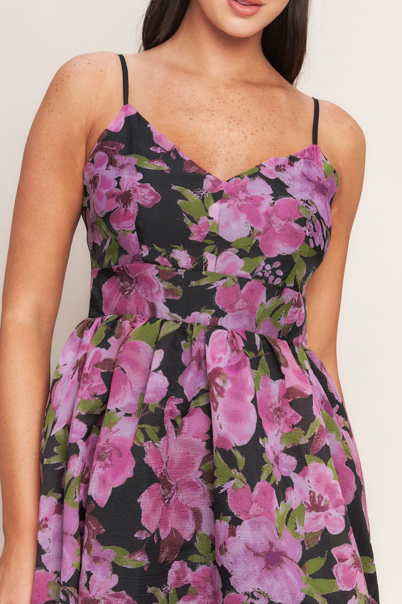 NIGHTFALL BLOSSOM BLACK MIDI DRESS - Image 4