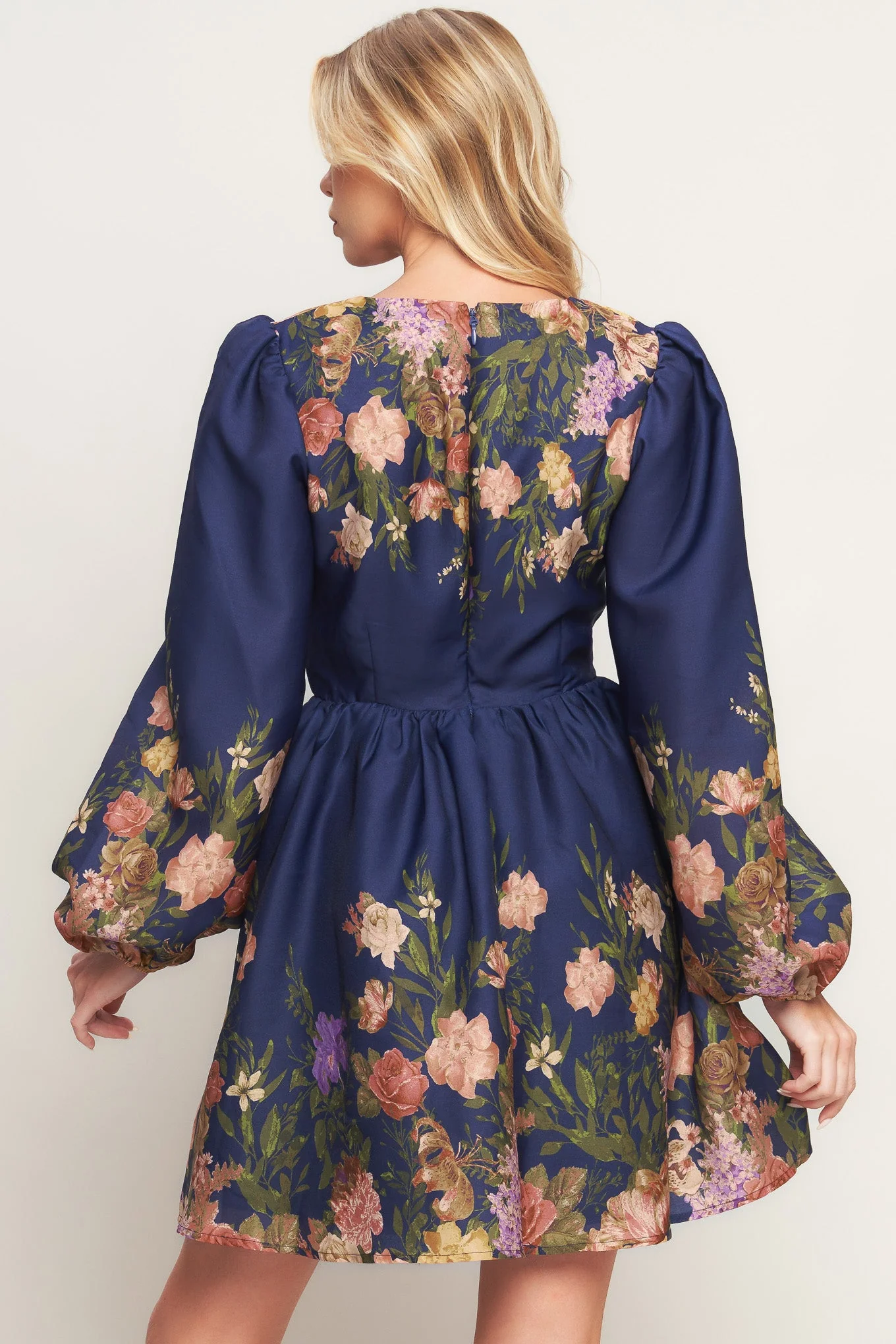 NOCTURNE IN BLOOM NAVY MINI DRESS - Image 2