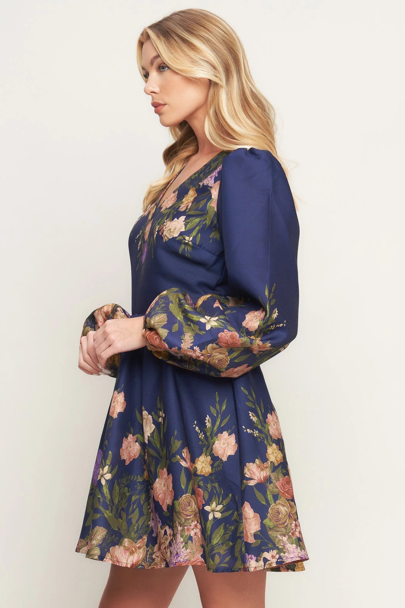 NOCTURNE IN BLOOM NAVY MINI DRESS - Image 4