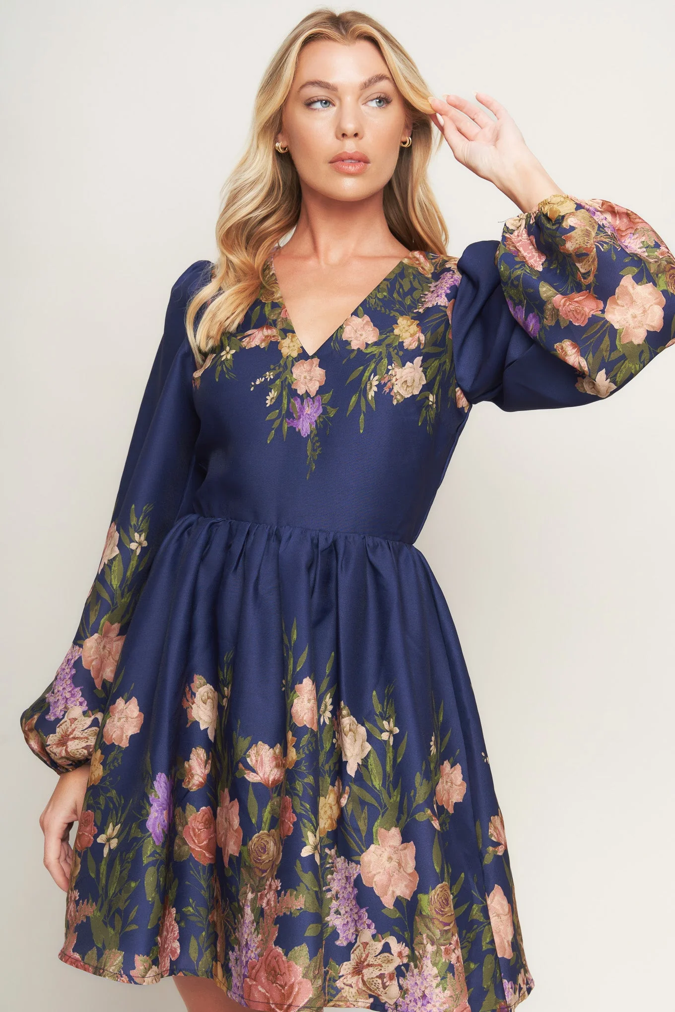 NOCTURNE IN BLOOM NAVY MINI DRESS - Image 5