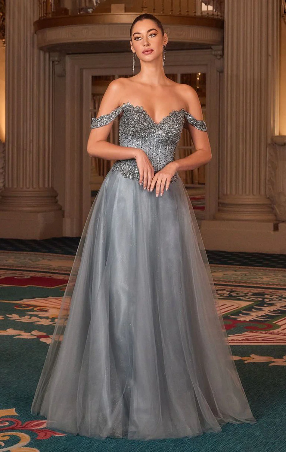 NOELLE GOWN - A-LINE GLITTER TULLE DRESS - Image 2
