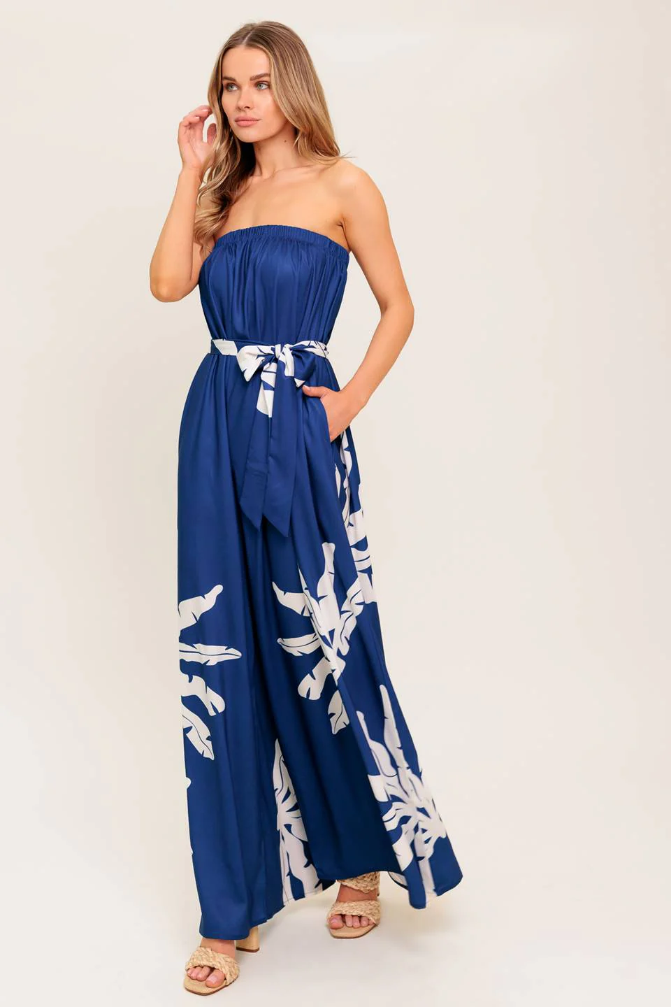 NOLANI STRAPLESS JUMPSUIT - NAVY & WHITE - Image 5