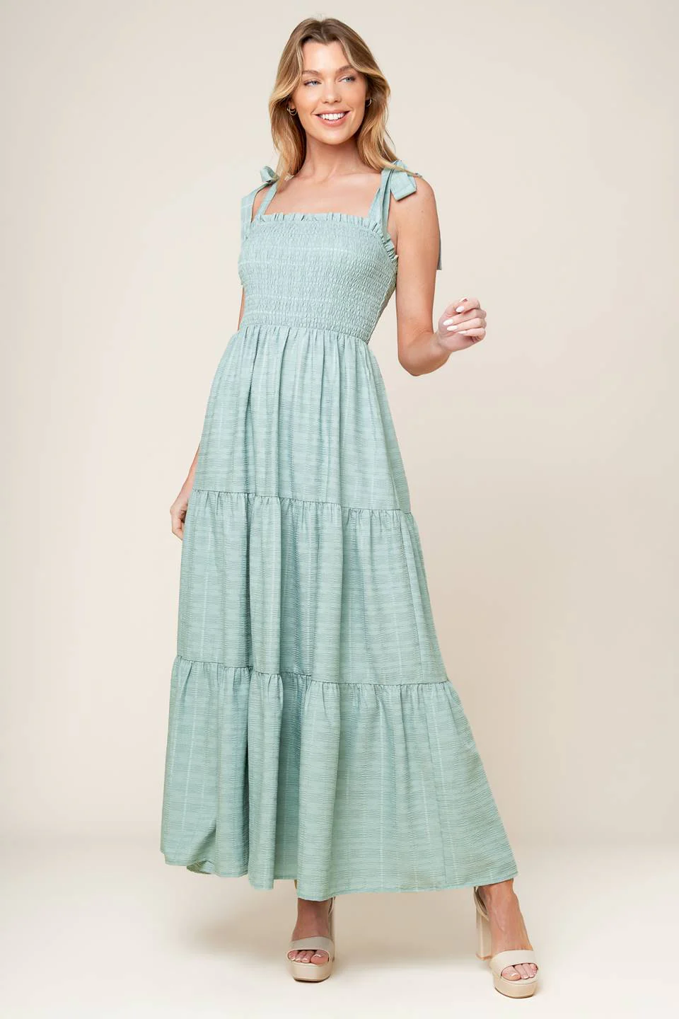 OCEAN BREEZES - DUSTY TEAL MAXI DRESS - Image 2