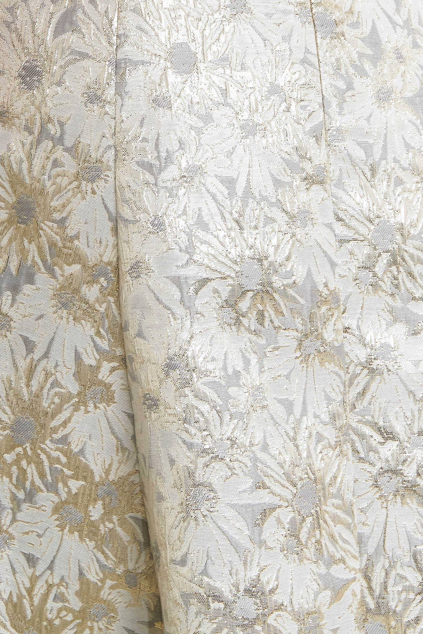 WHITE & GOLD JACQUARD STRAPLESS MIDI DRESS - Image 7