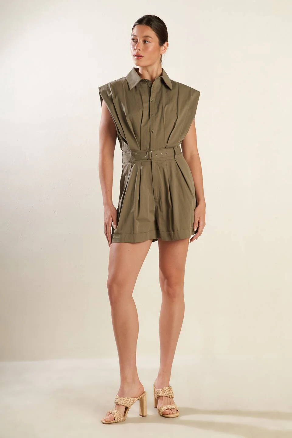 Olive Utility Belted Romper - Image 5