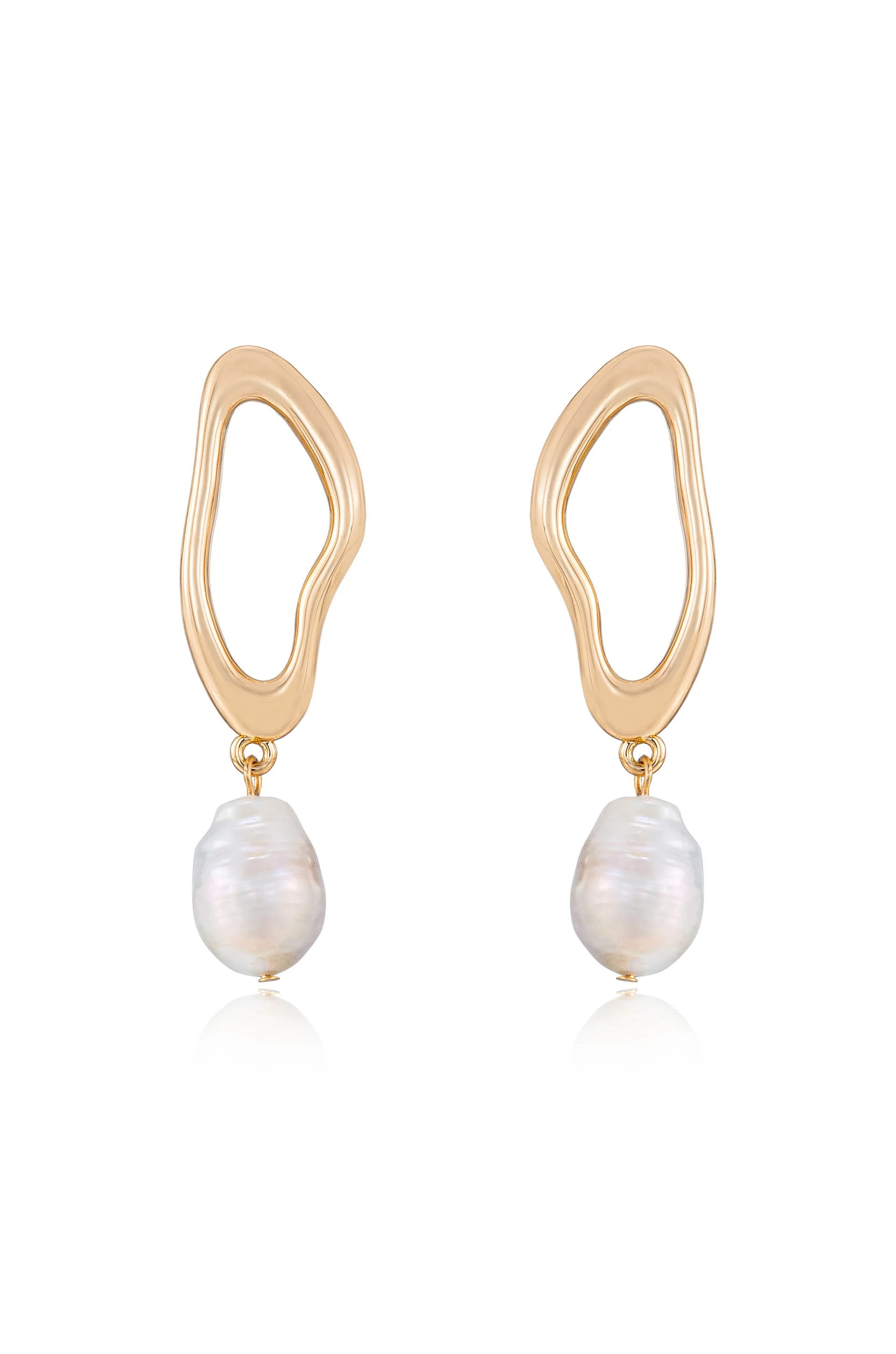 Open Circle Freshwater Pearl Earrings - Image 2