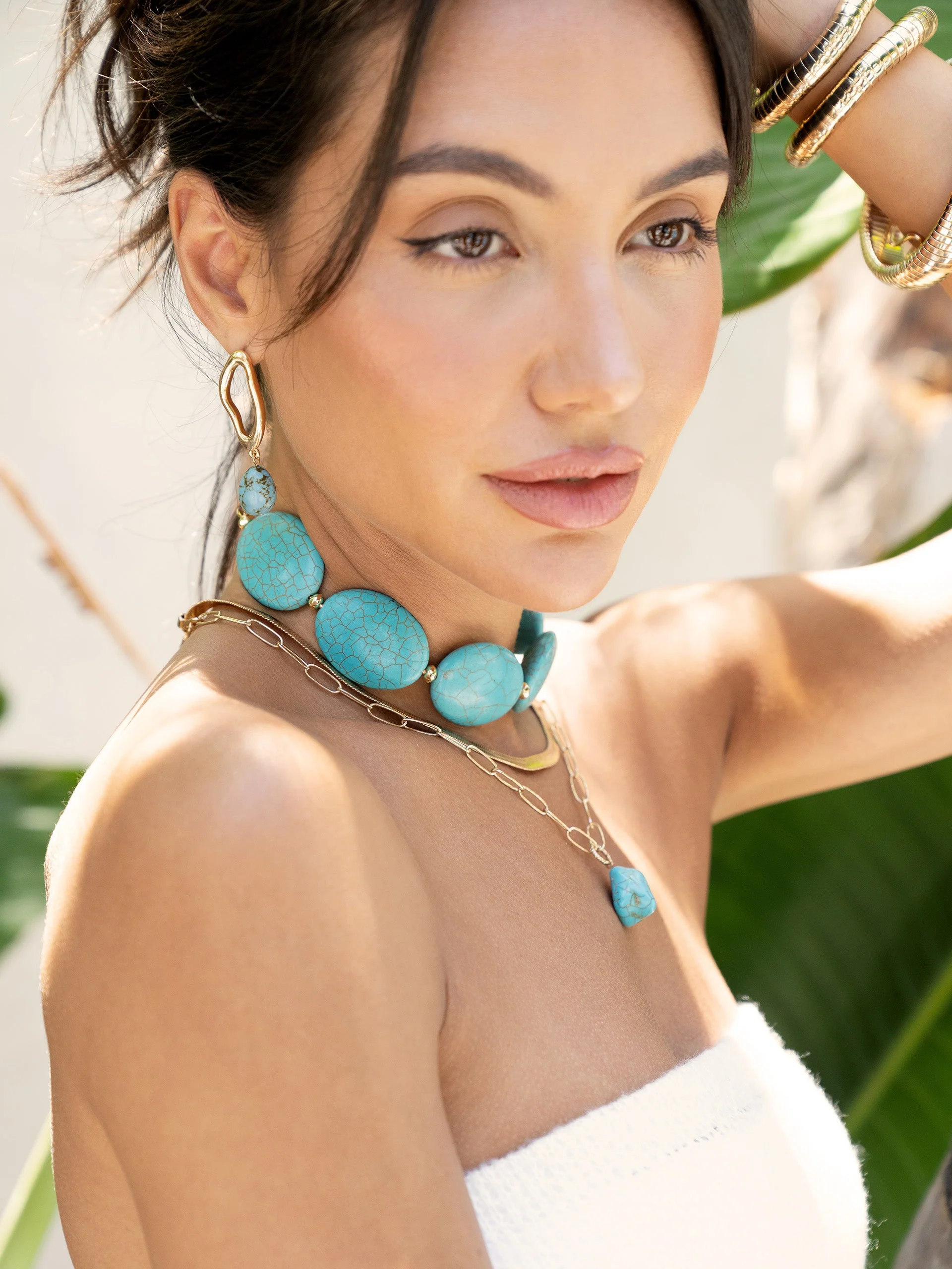 Open Circle Turquoise Dangle Earrings - Image 5
