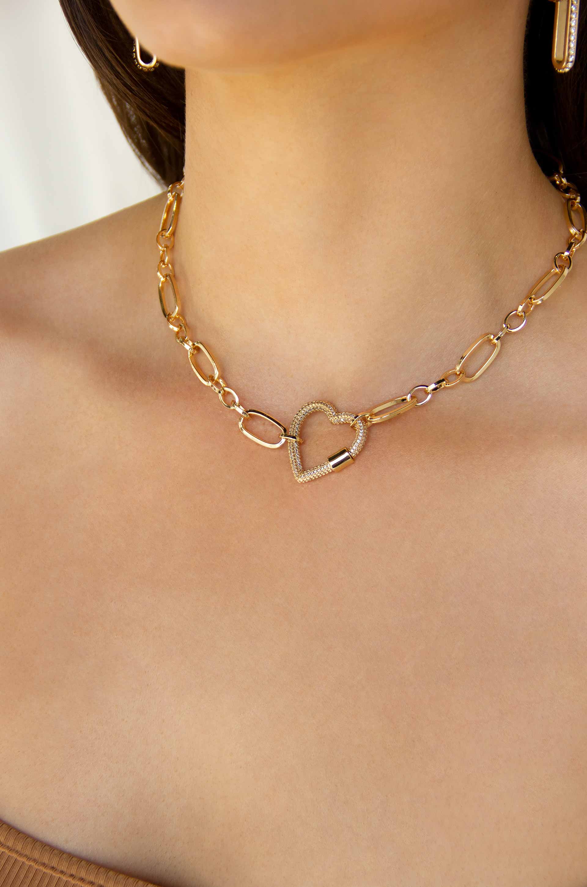 Open Heart Lock Necklace - Image 3