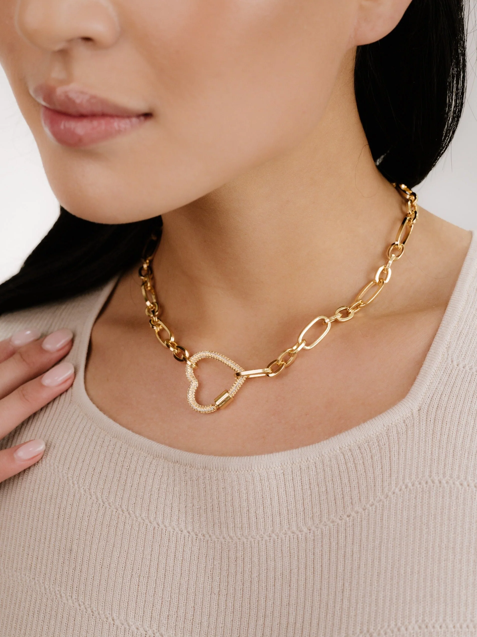 Open Heart Lock Necklace - Image 5