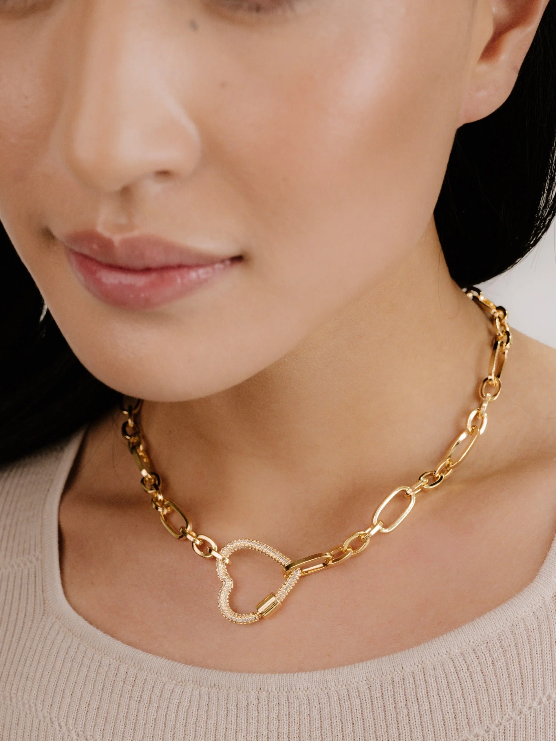Open Heart Lock Necklace - Image 6