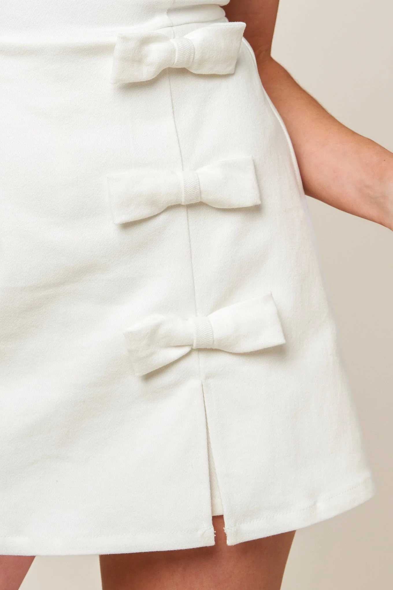 OPEN MINDED DENIM WHITE DENIM SKORT ROMPER - Image 6