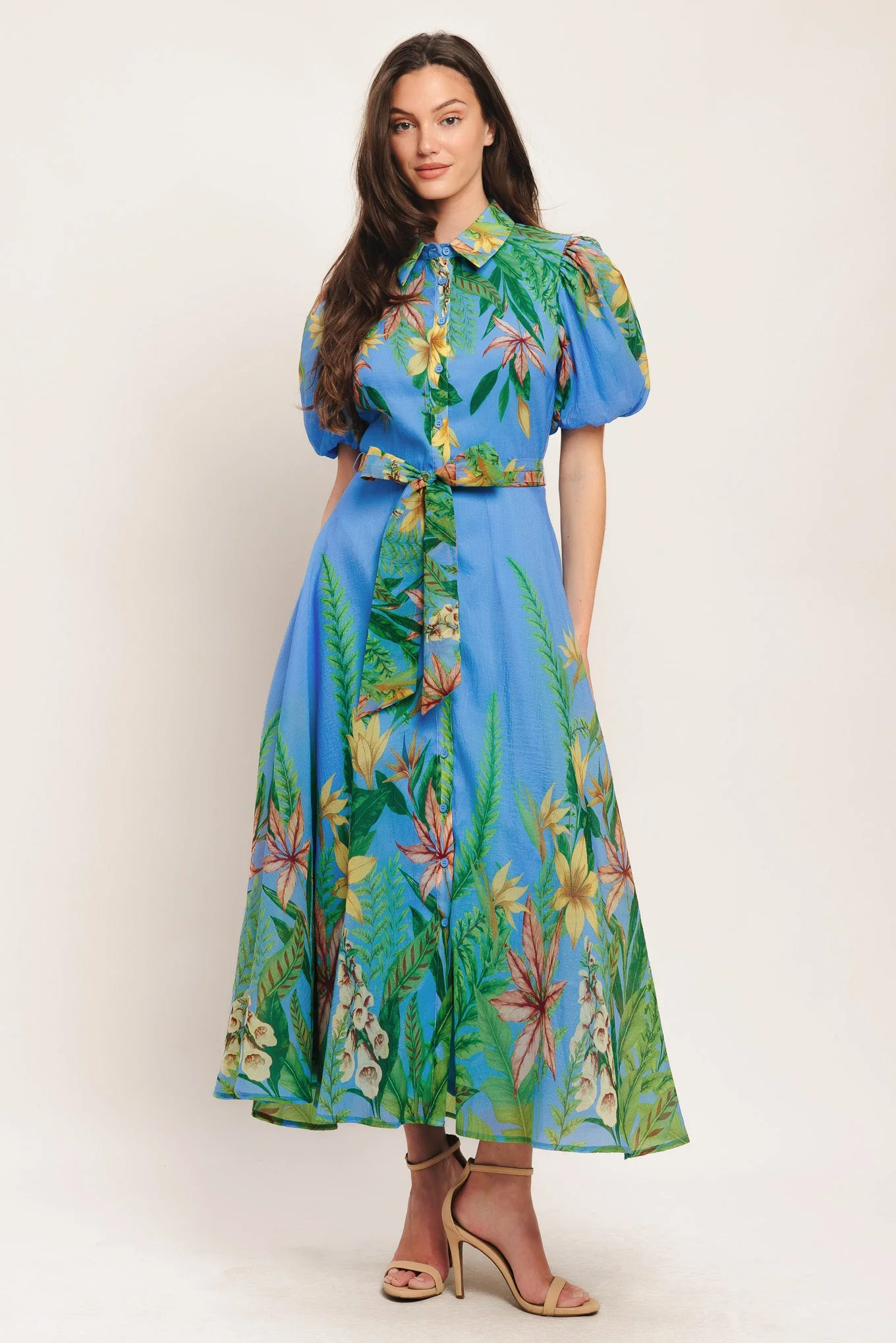 PALM SERENADE BLUE MIDI DRESS - Image 3