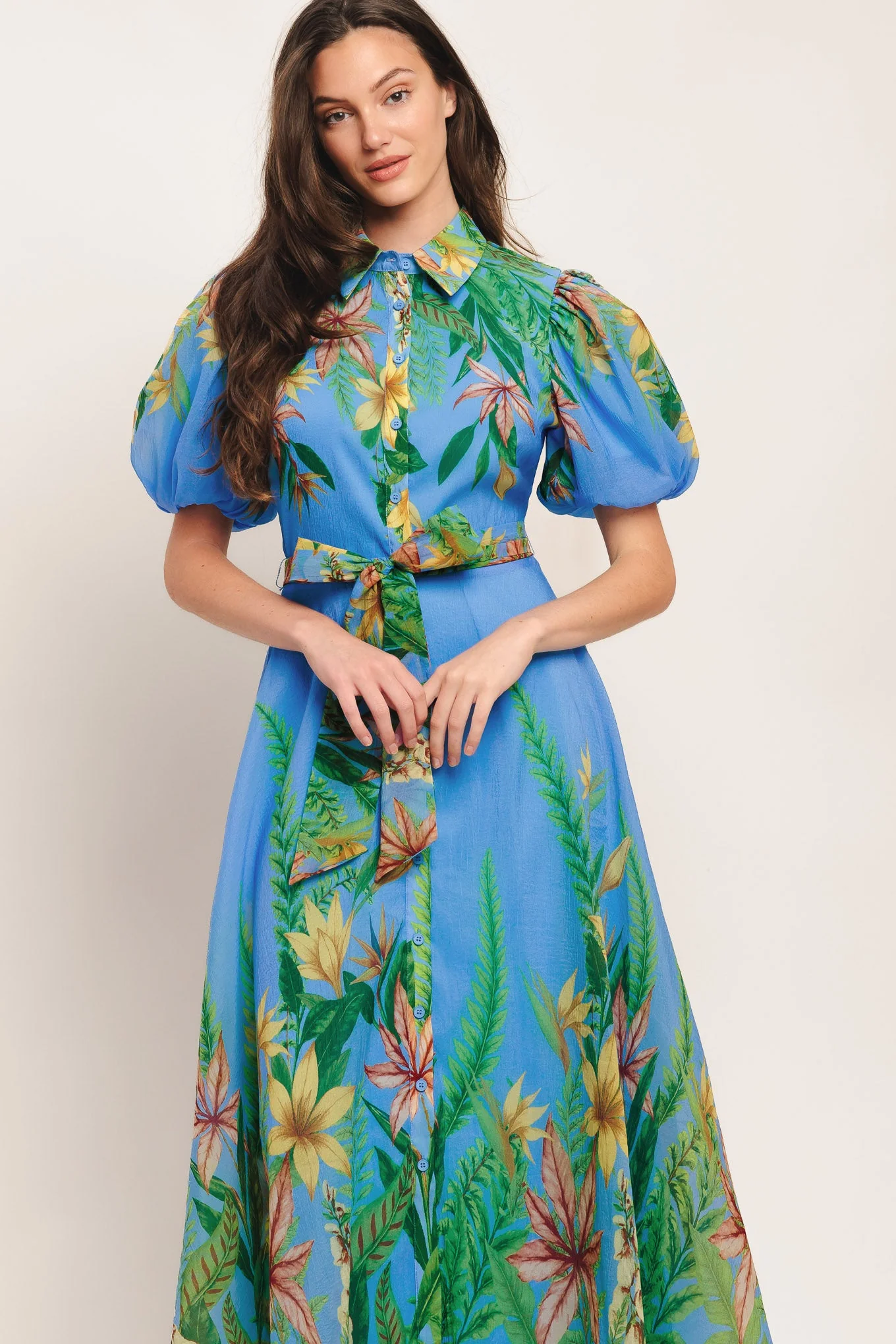 PALM SERENADE BLUE MIDI DRESS - Image 4