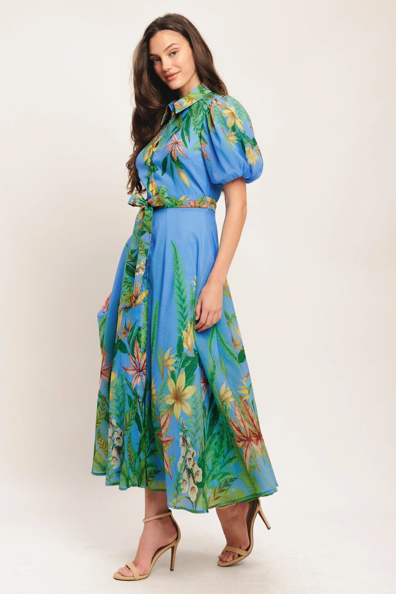 PALM SERENADE BLUE MIDI DRESS - Image 5