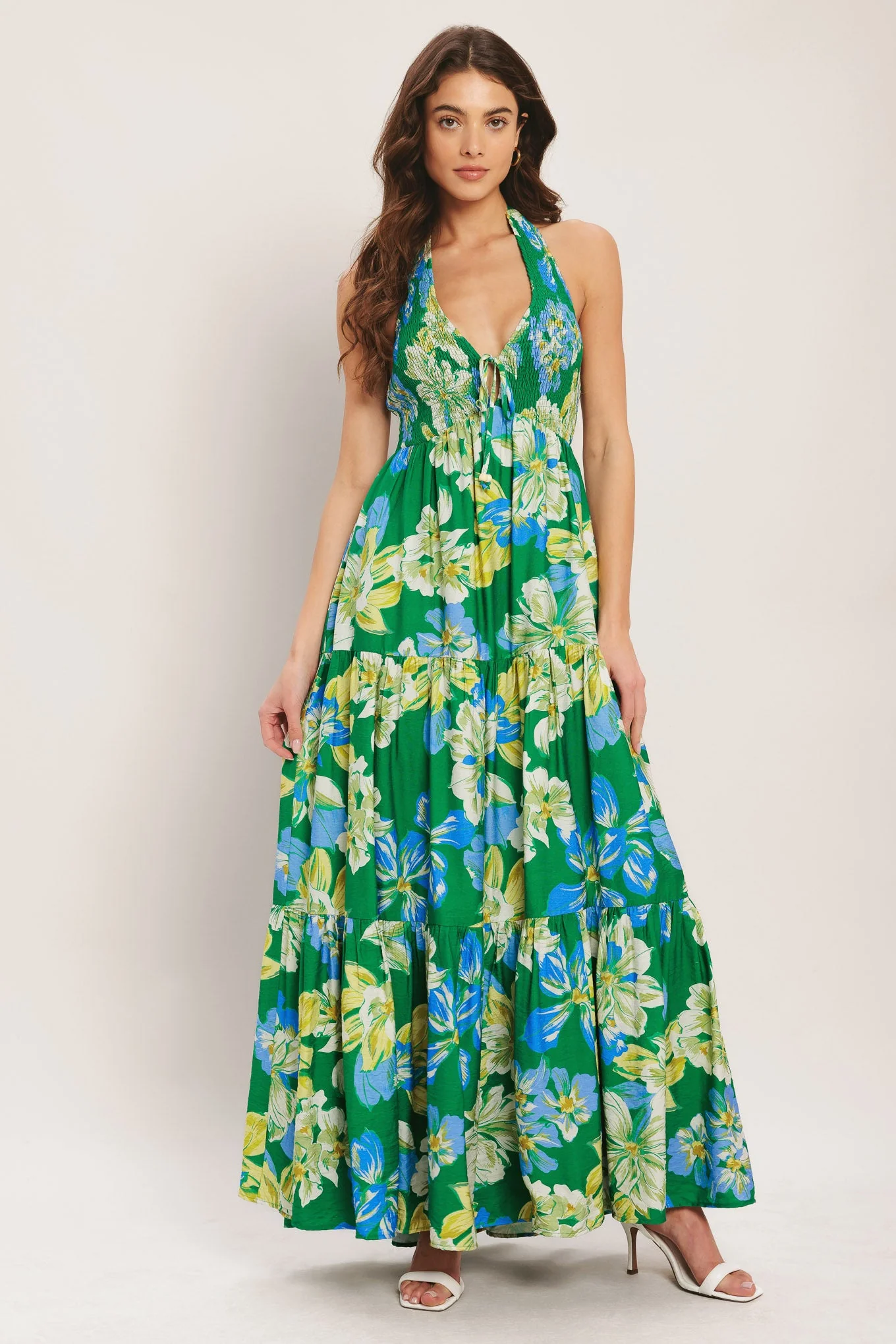 PALM SHORE BLOOM GREEN MAXI DRESS - Image 2