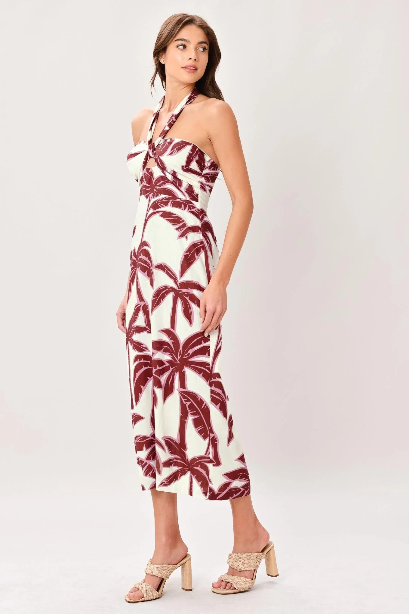 PALM SIREN TROPICAL PRINT MIDI DRESS - Image 4