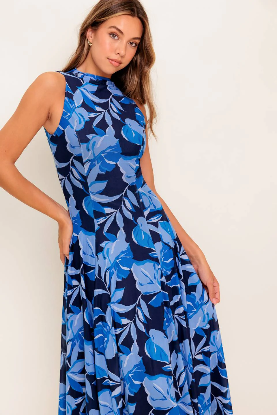 PALMER POWER MESH PRINTED MIDI DRESS - BLUE - Image 4