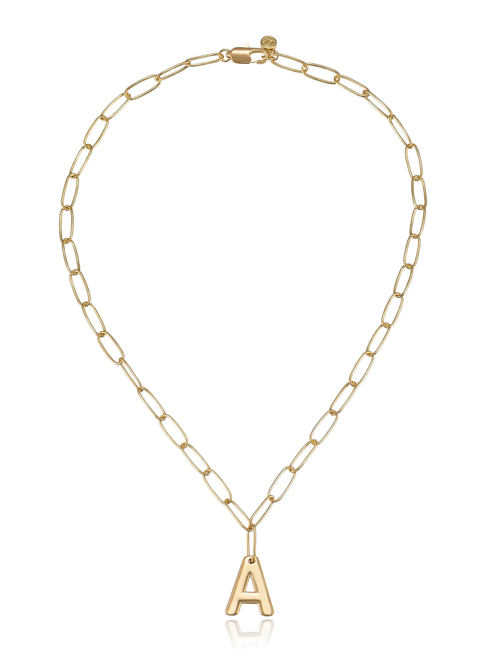 Paperclip Link Initial Necklace - Image 3