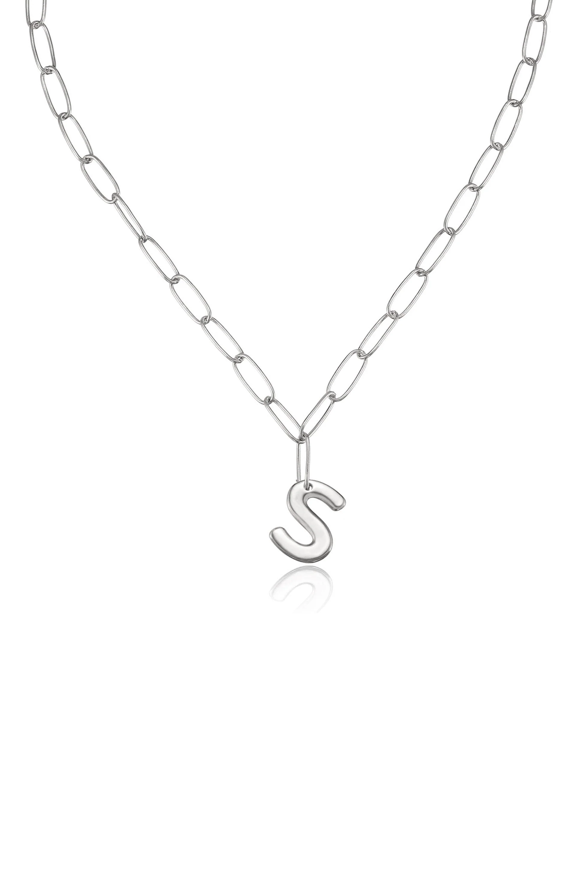 Paperclip Link Initial Necklace - Image 39