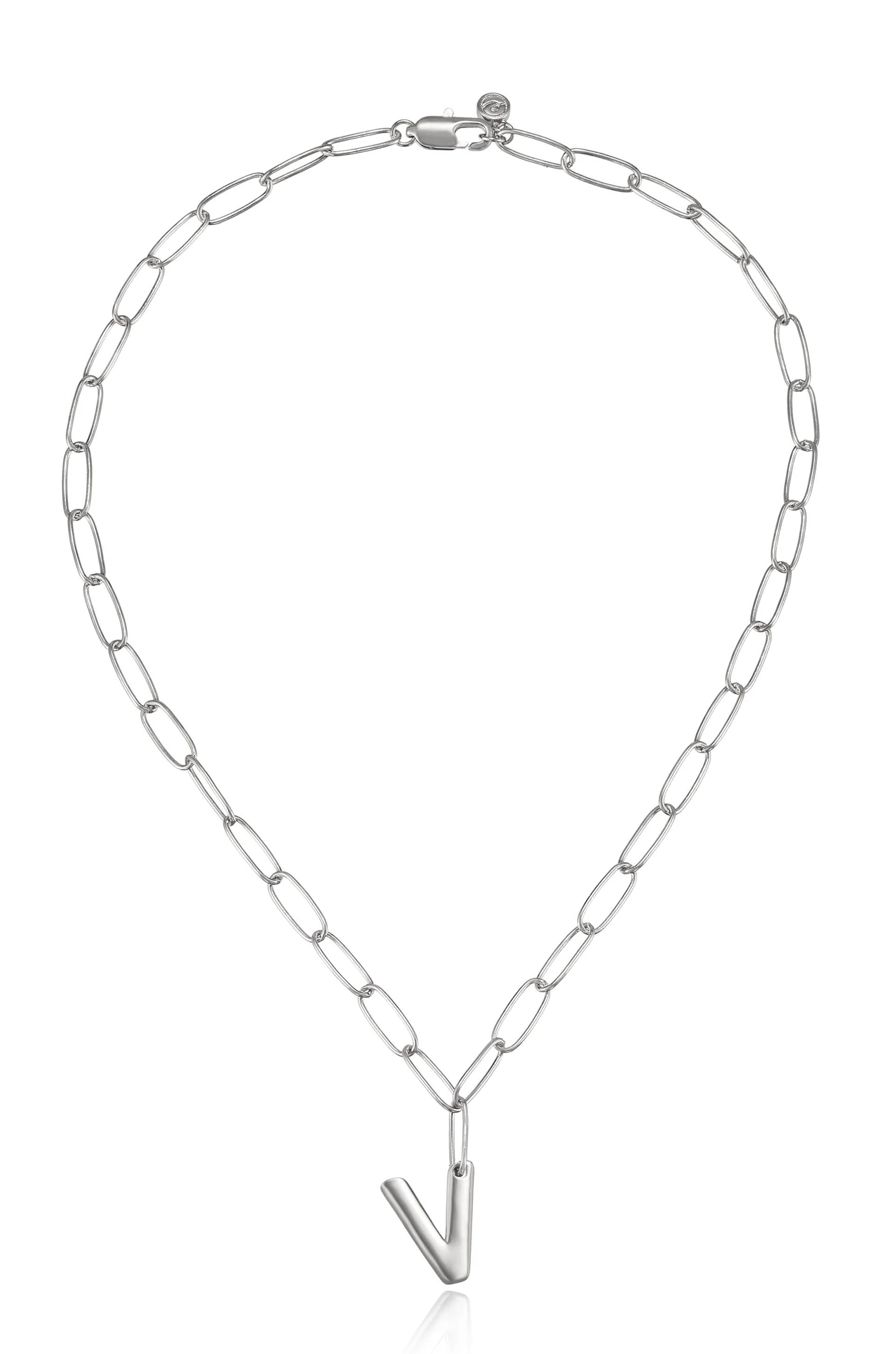 Paperclip Link Initial Necklace - Image 44