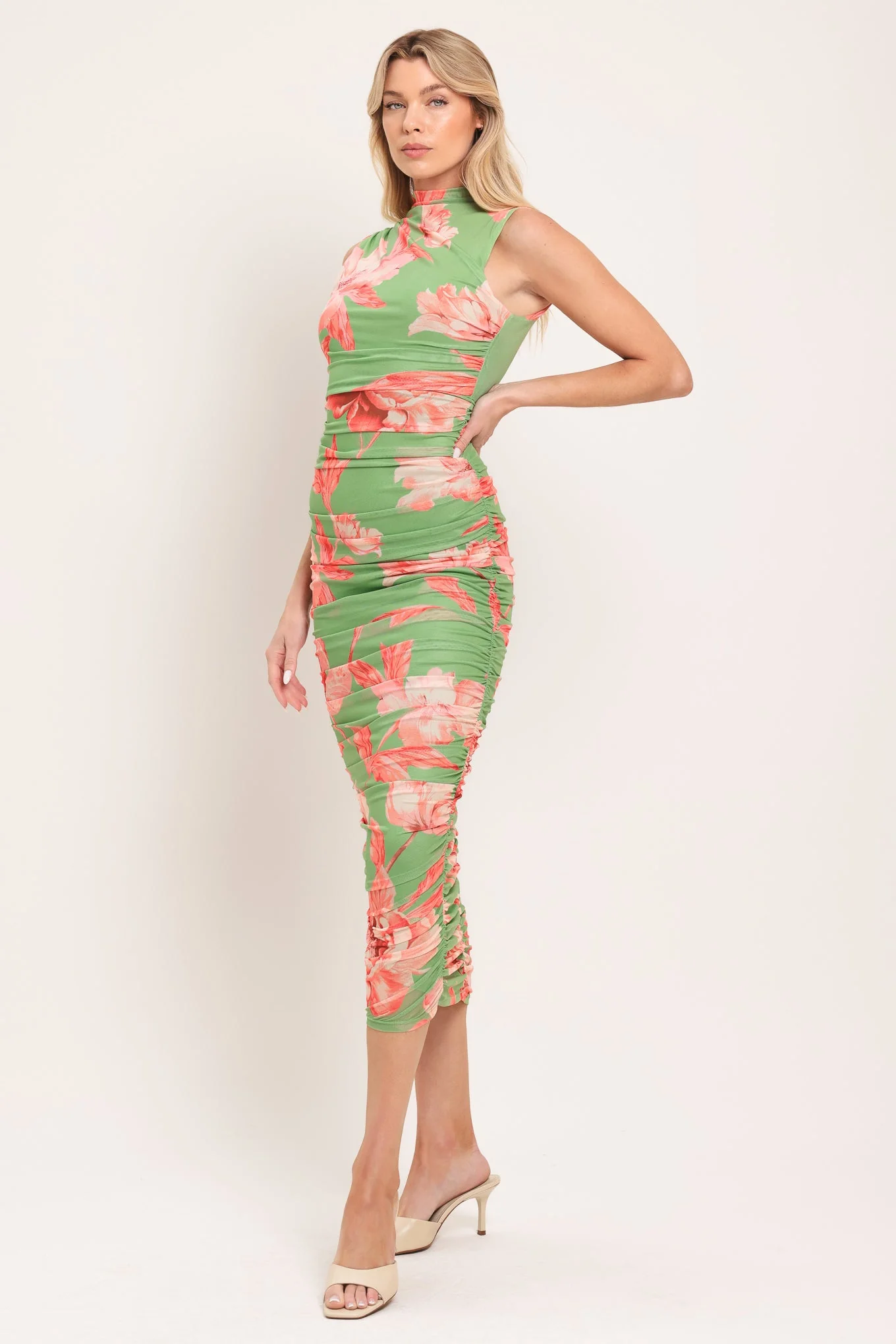 PARADISE GLOW POWER MESH MIDI DRESS - Image 11