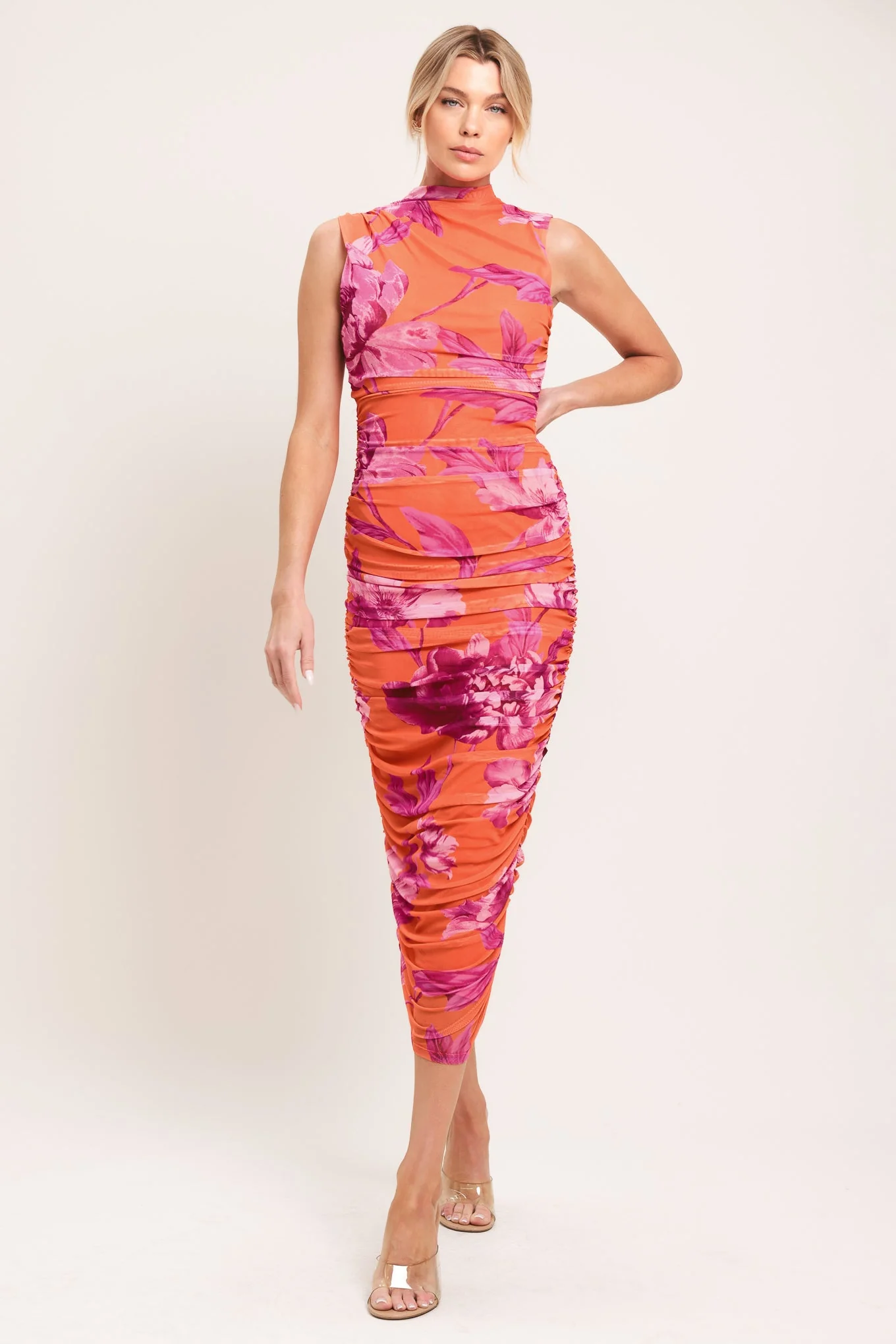 PARADISE GLOW POWER MESH MIDI DRESS - Image 2