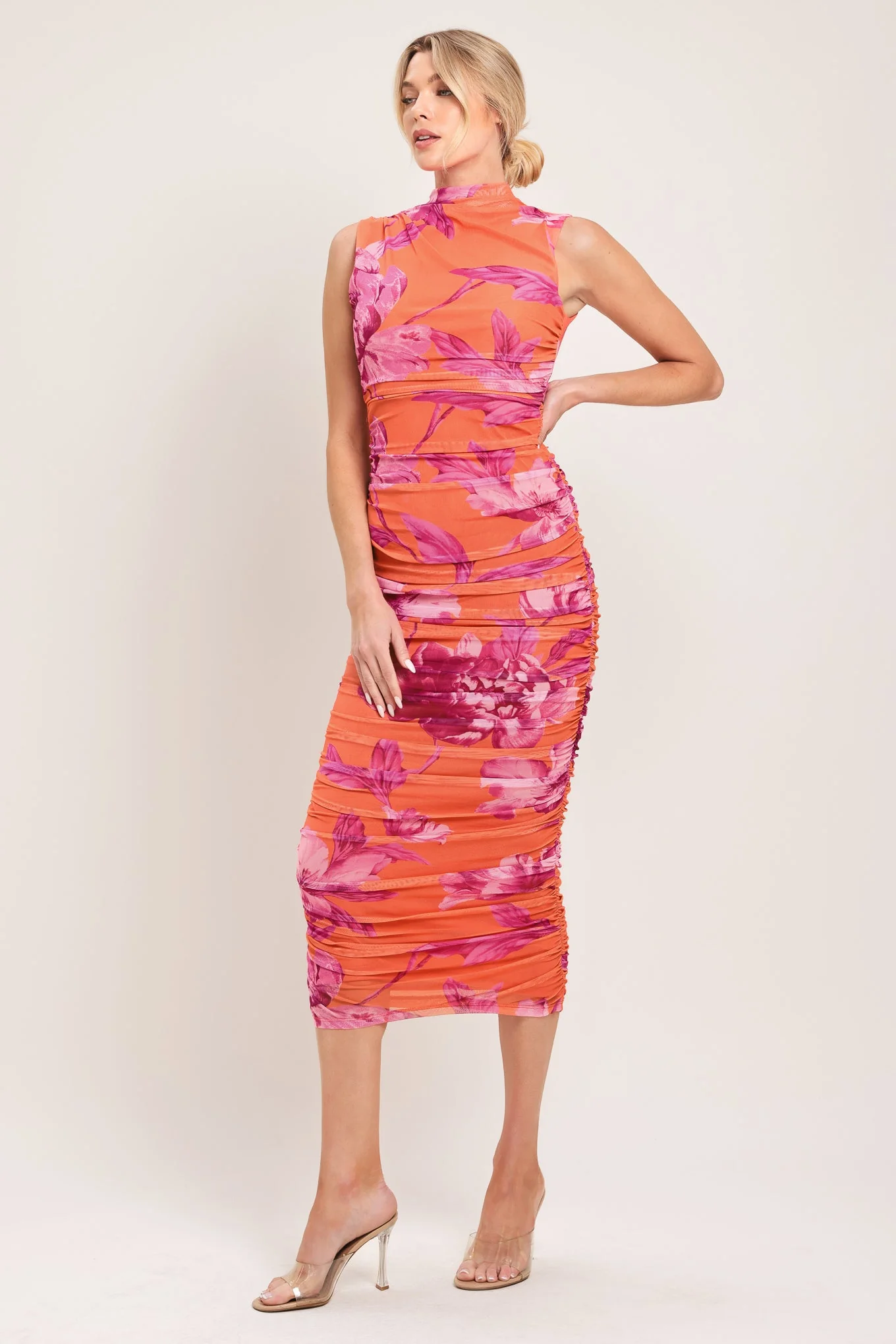 PARADISE GLOW POWER MESH MIDI DRESS - Image 3