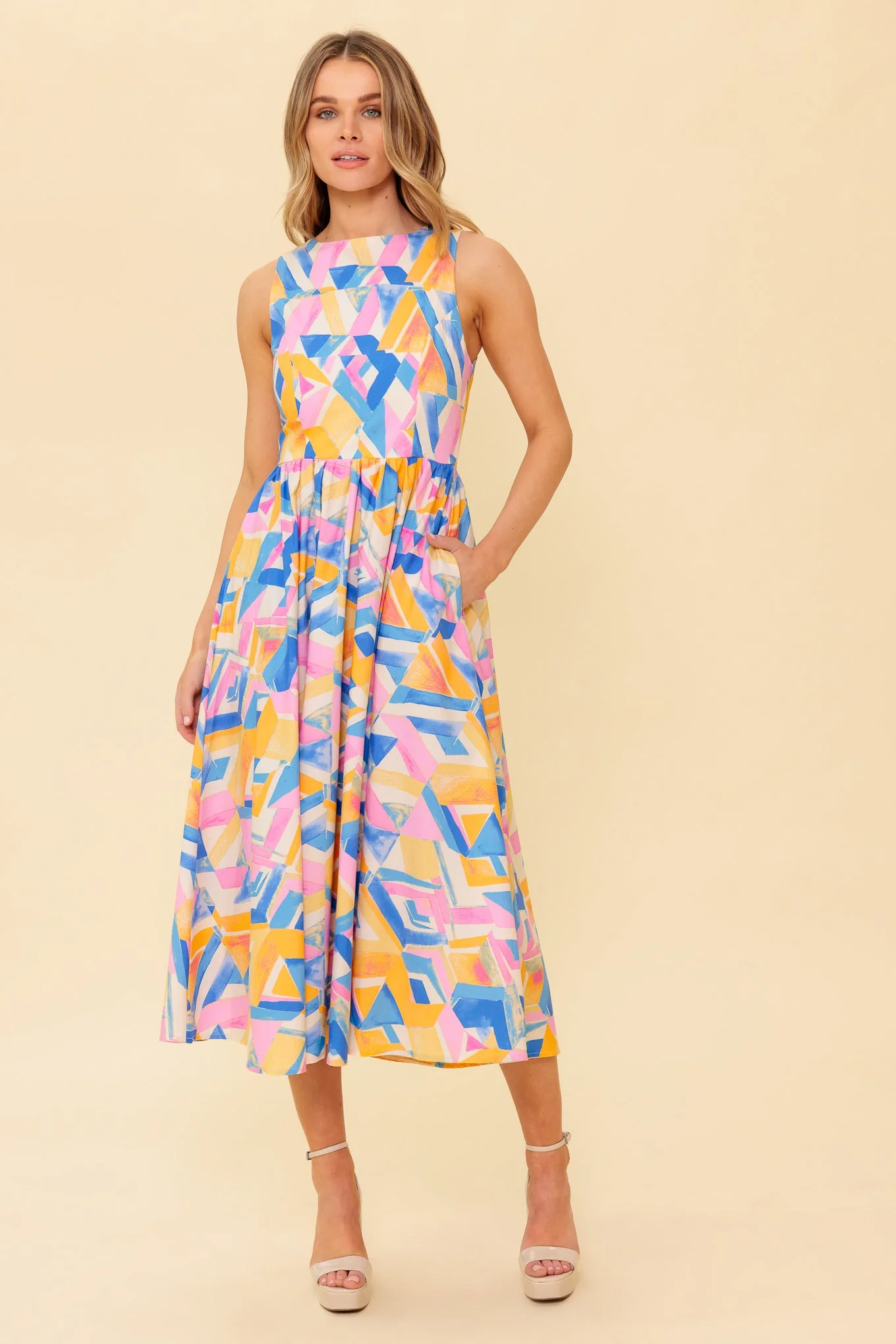 PATTON PARK MIDI DRESS - POWDER BLUE & PINK - Image 3