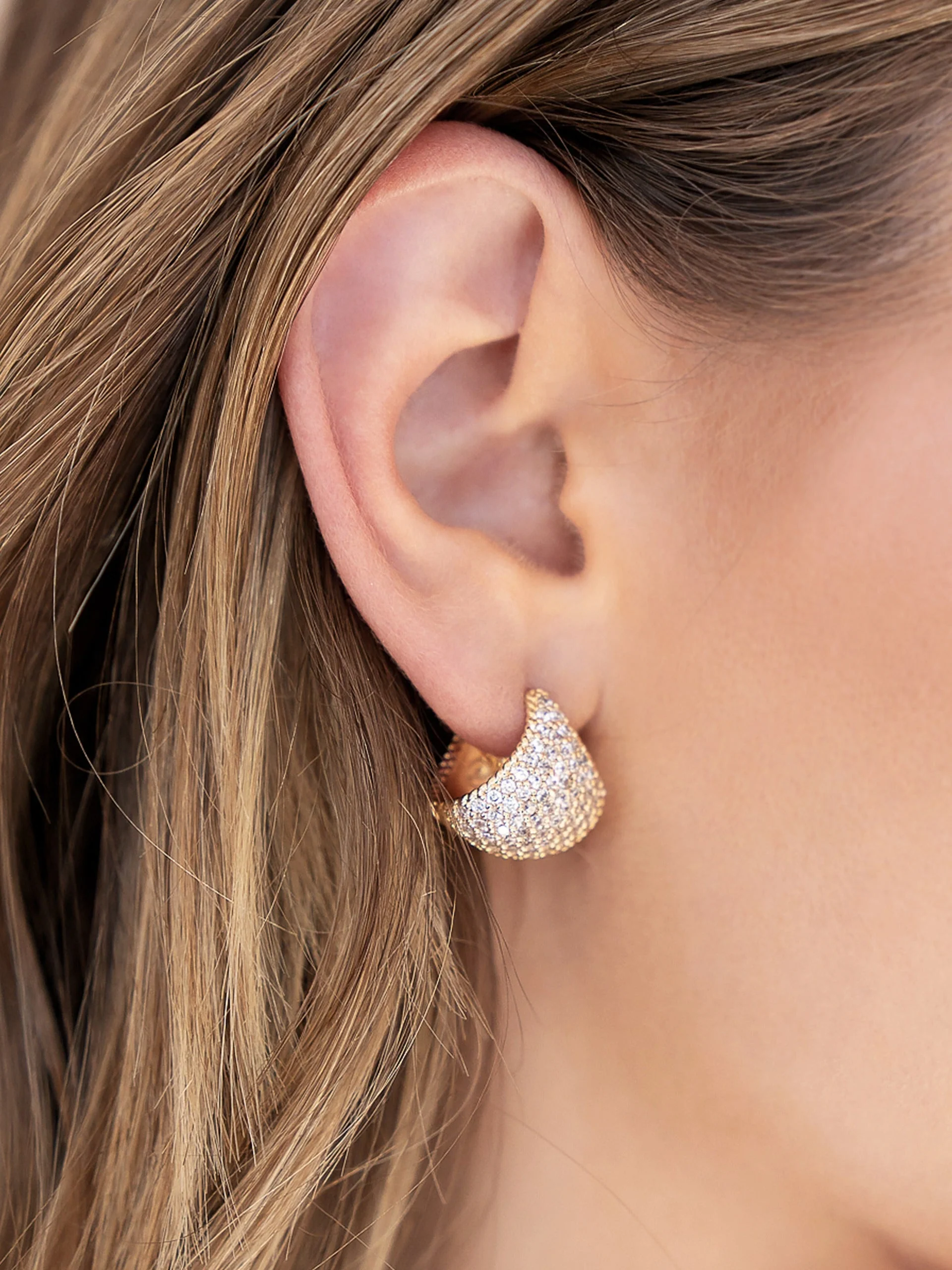 Pavé Encrusted Huggie Hoops - Image 3