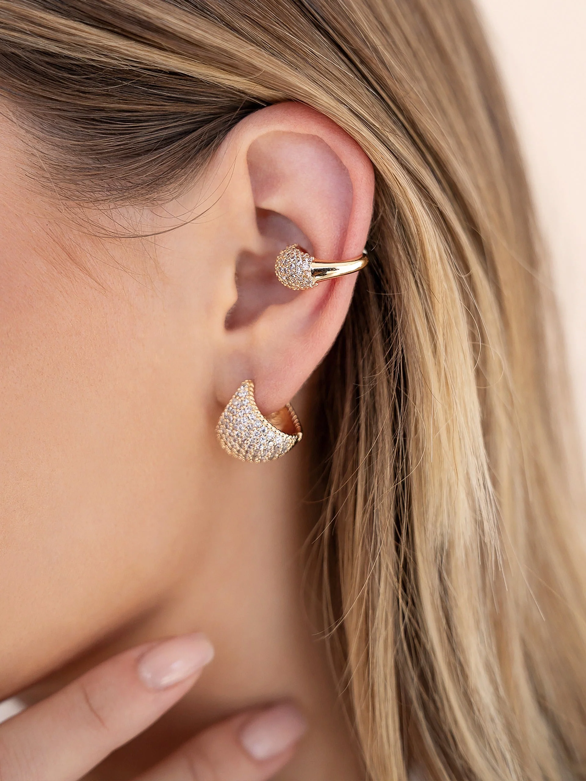 Pavé Encrusted Huggie Hoops - Image 5