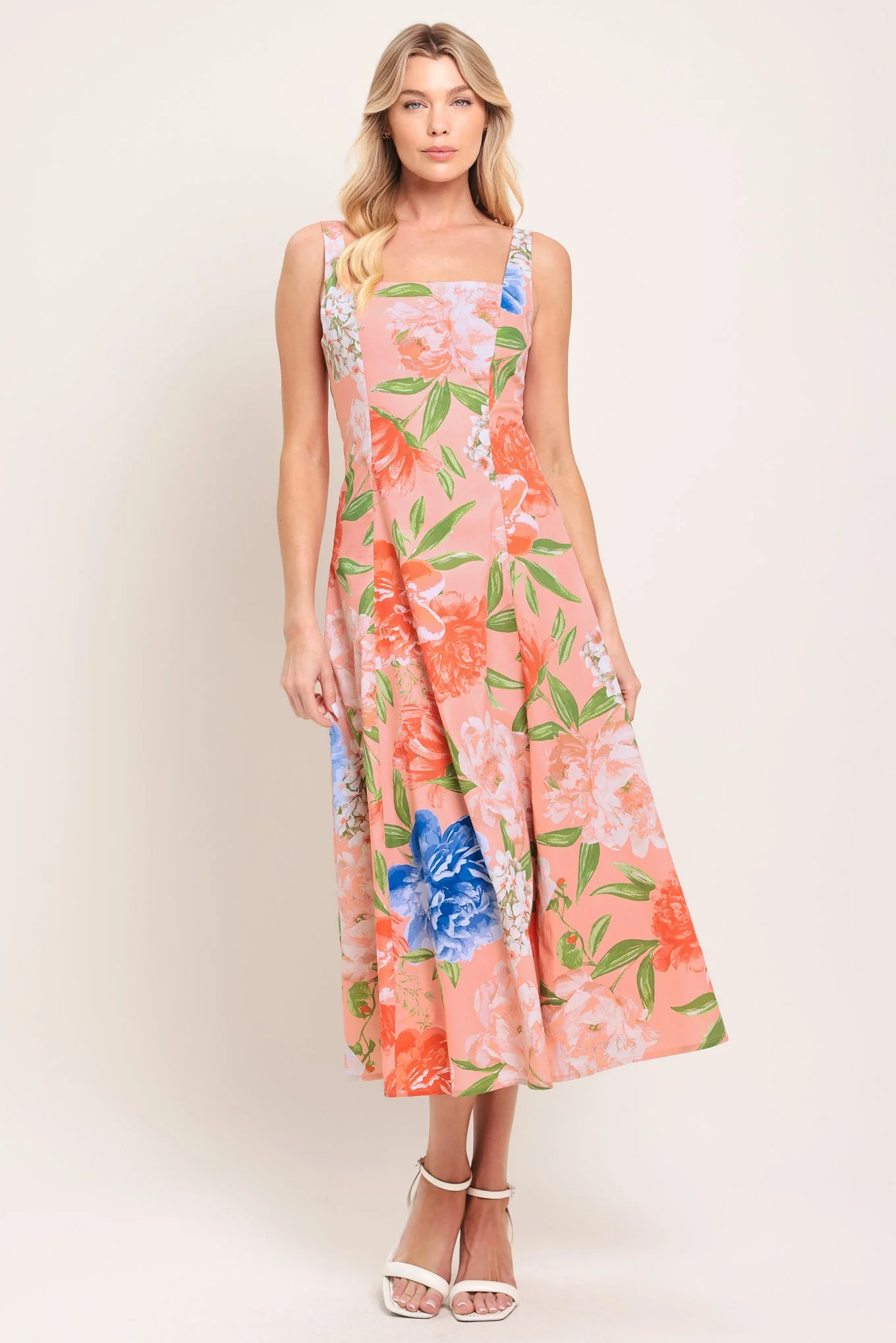 PEACH PETAL FLORAL MIDI DRESS - Image 3