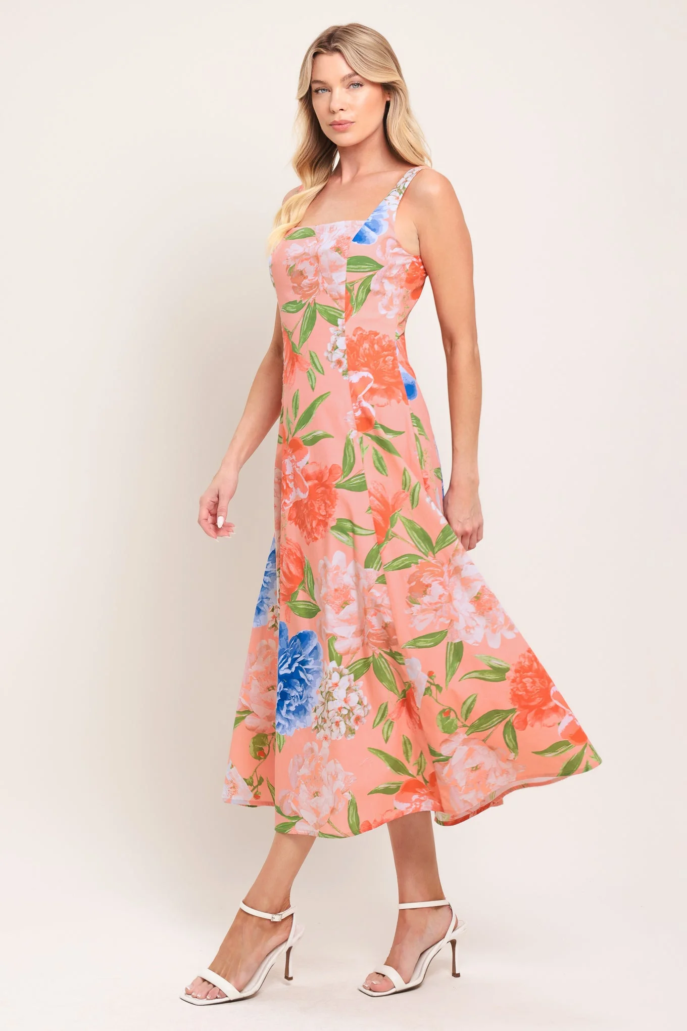 PEACH PETAL FLORAL MIDI DRESS - Image 5