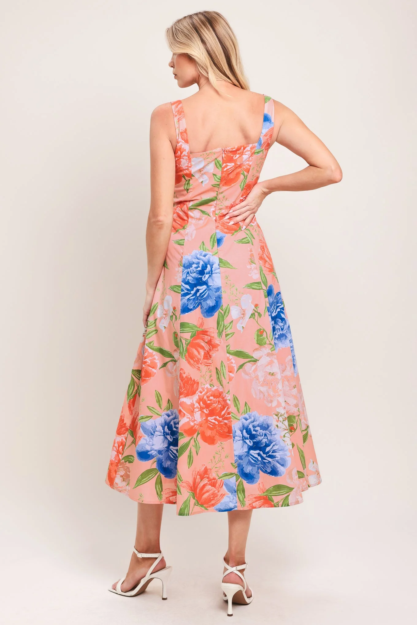 PEACH PETAL FLORAL MIDI DRESS - Image 6