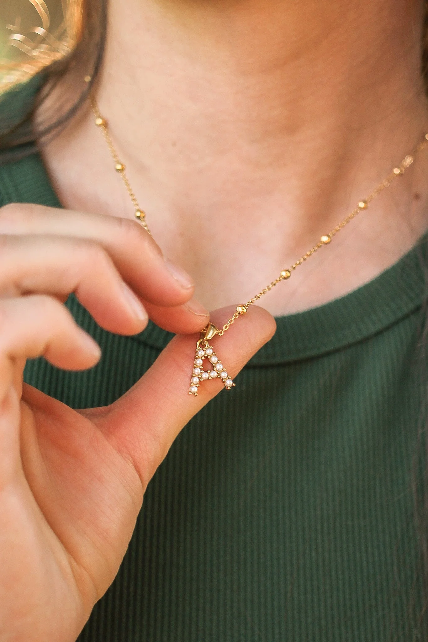 Pearl Initial Necklace - Image 7
