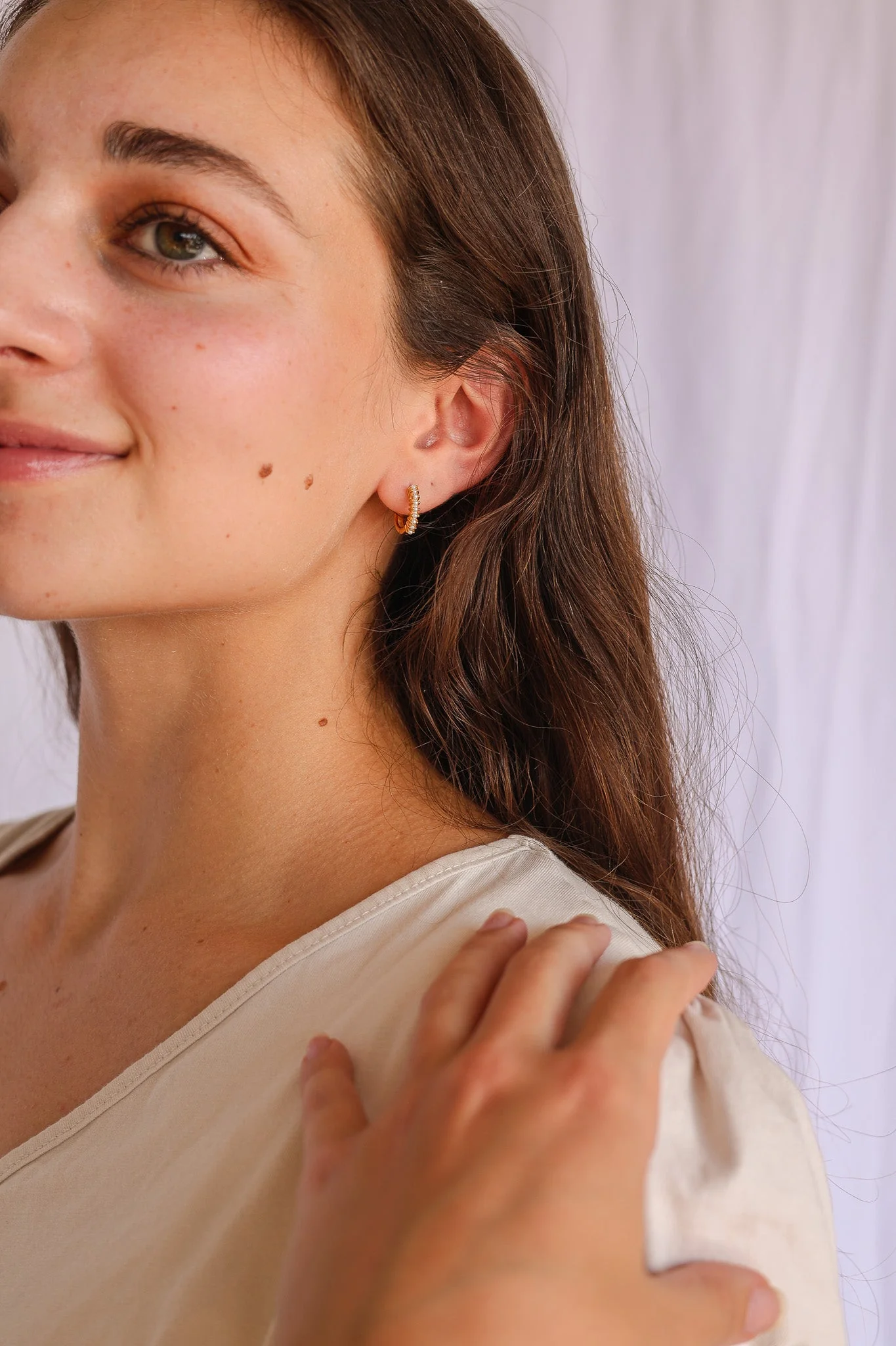 Pearl Mini Hoop Earring - Image 11