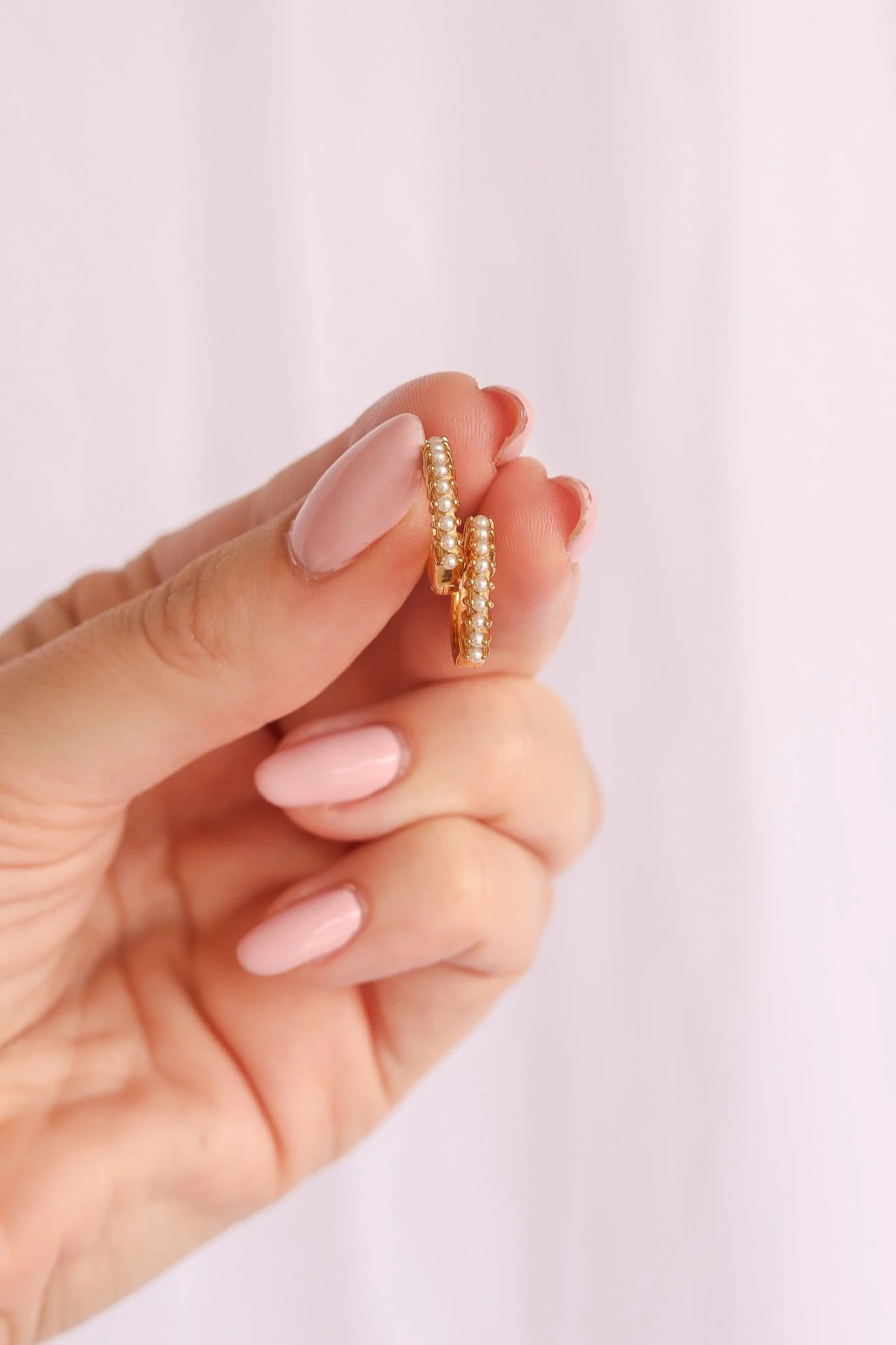 Pearl Mini Hoop Earring - Image 3