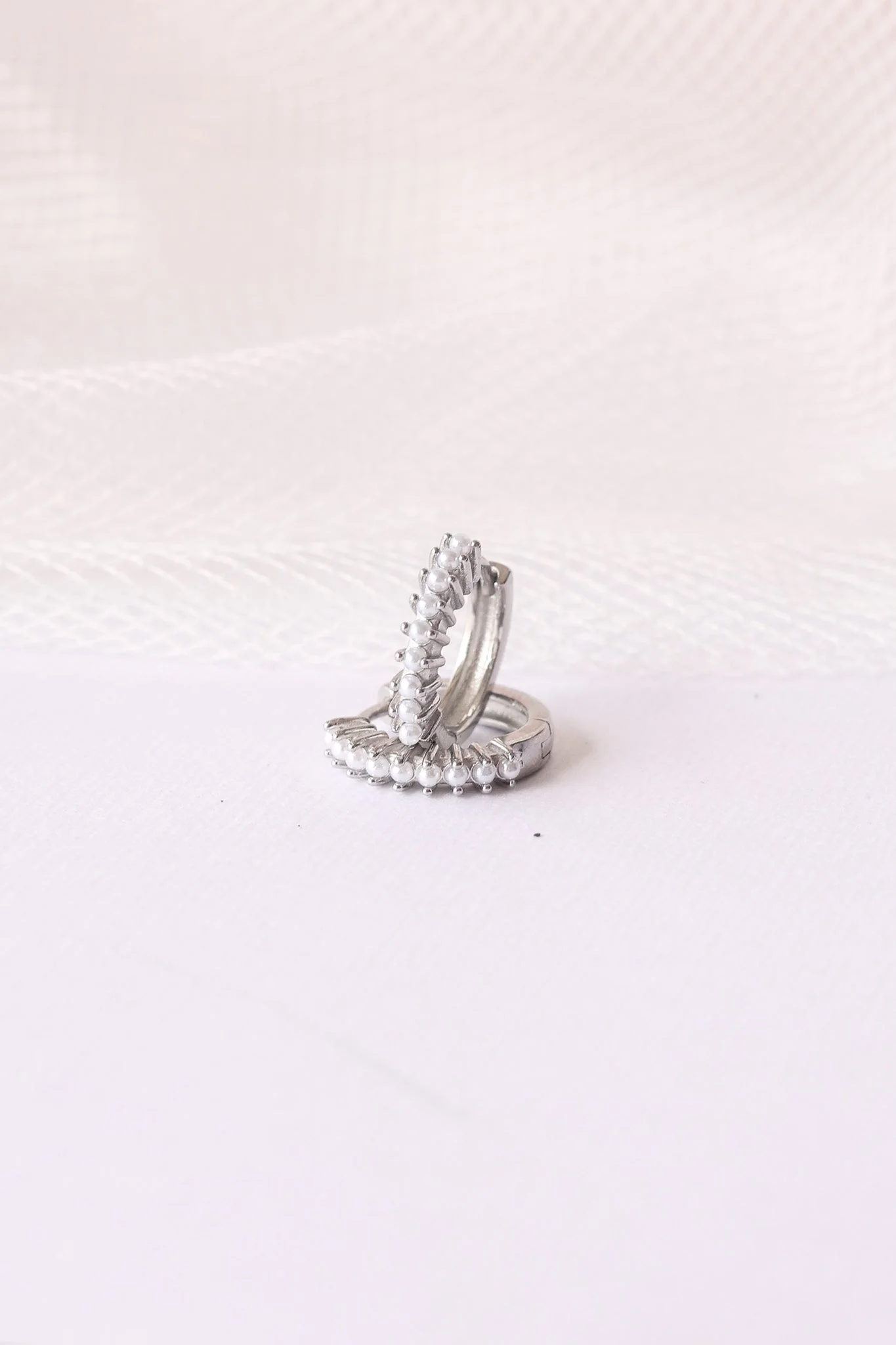 Pearl Mini Hoop Earring - Image 6
