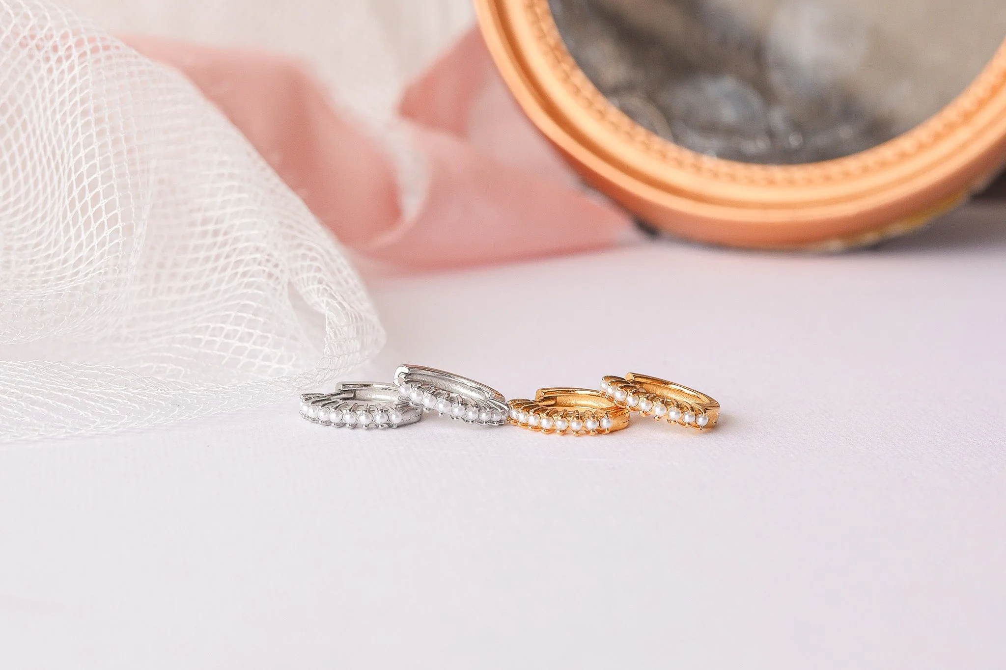 Pearl Mini Hoop Earring - Image 8