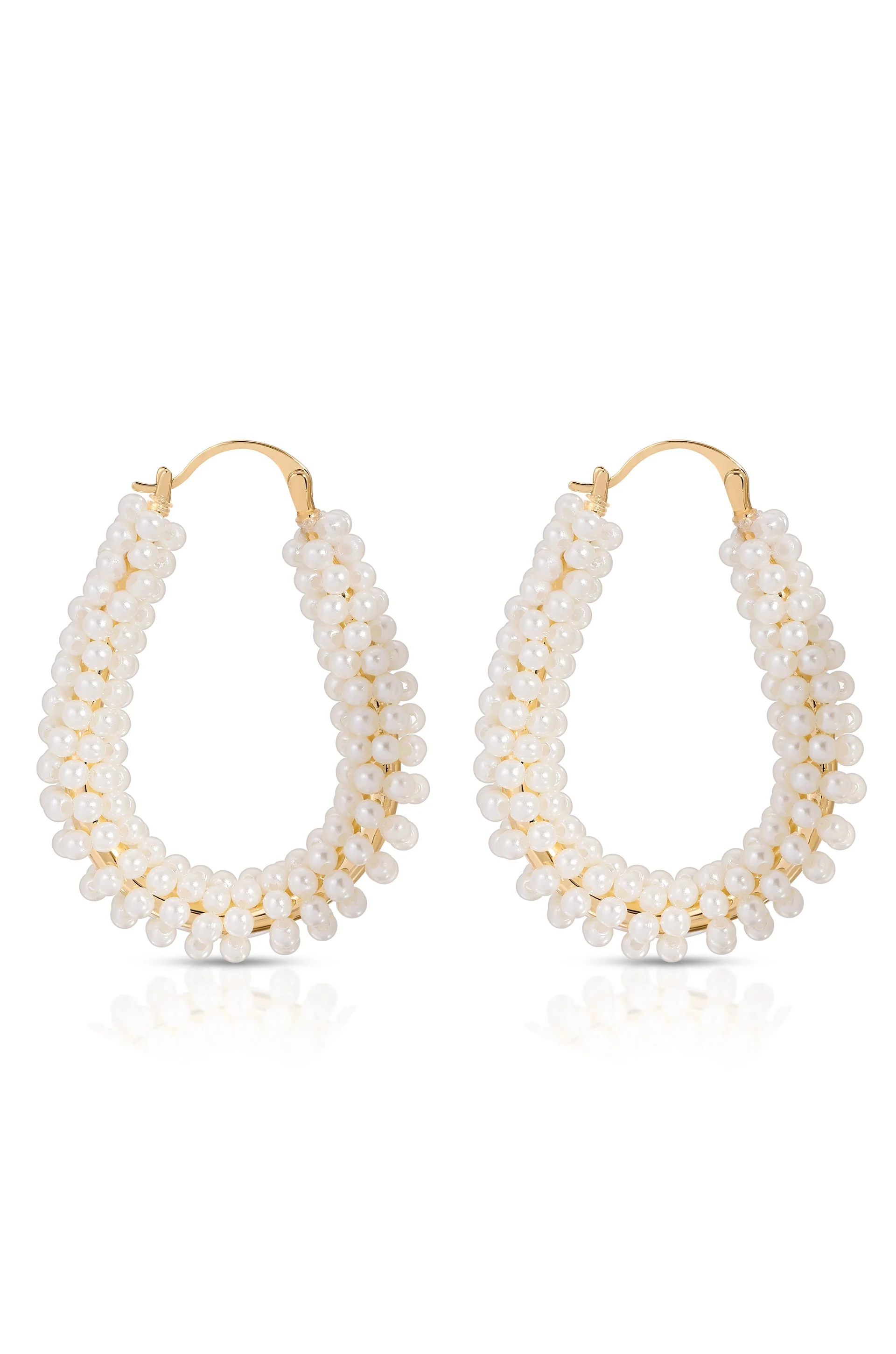 Pearl Wrapped Hoop Earrings - Image 4