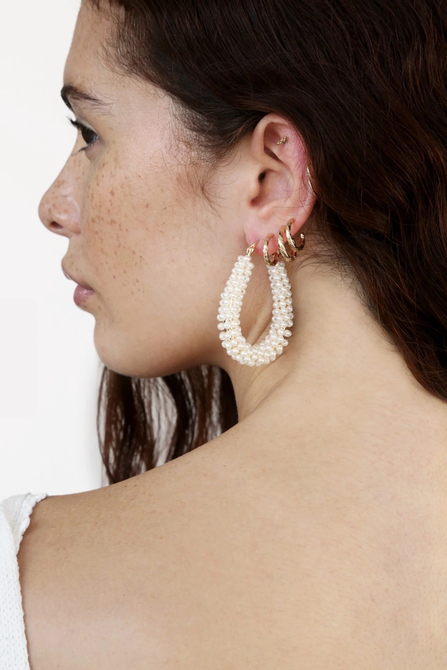 Pearl Wrapped Hoop Earrings - Image 7
