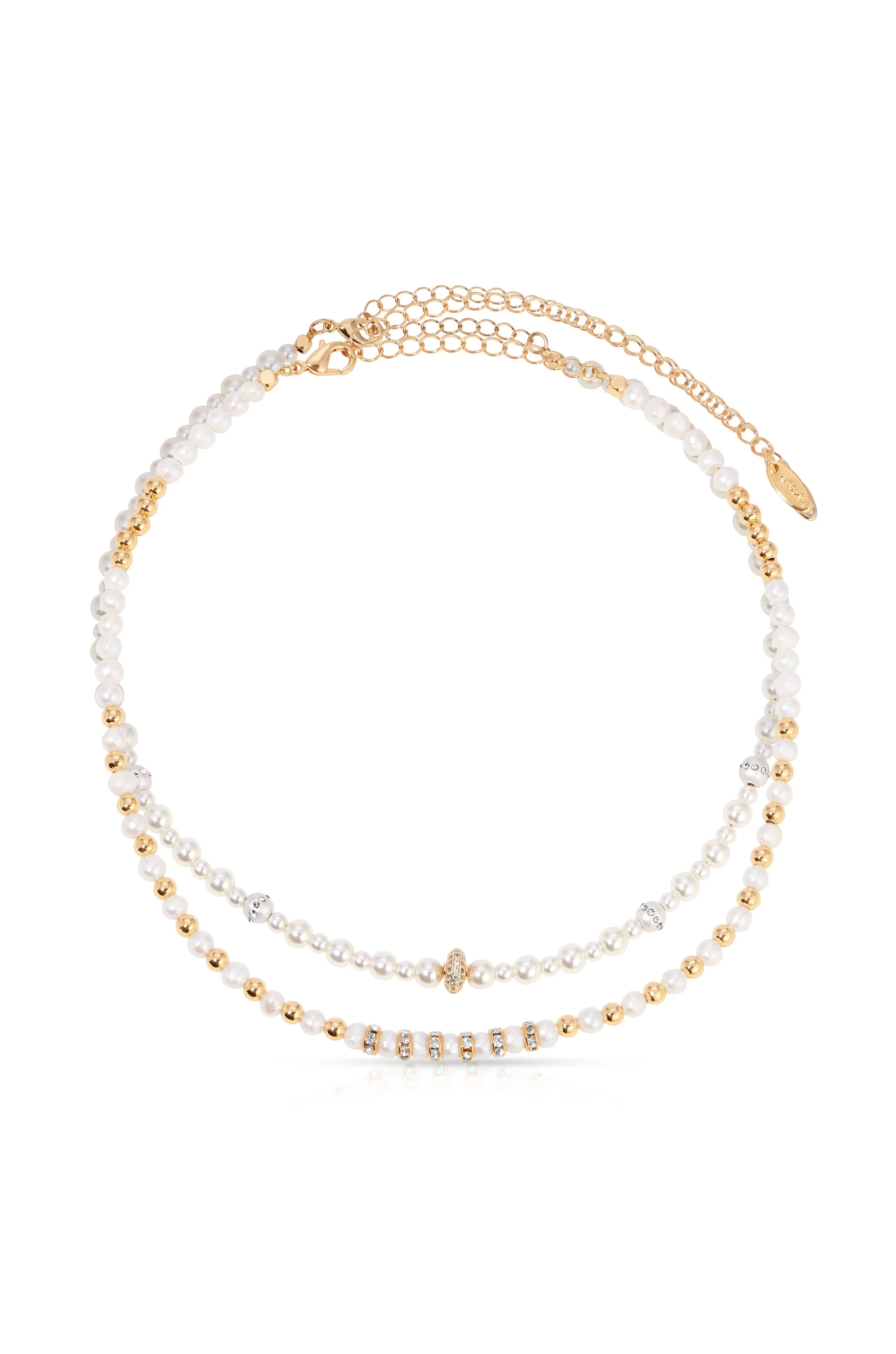 Pearls Double Sparkle Beaded Necklace Set - Image 3
