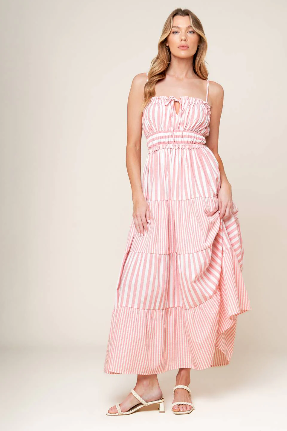 PEONY PINK STRIPE MAXI DRESS - Image 3