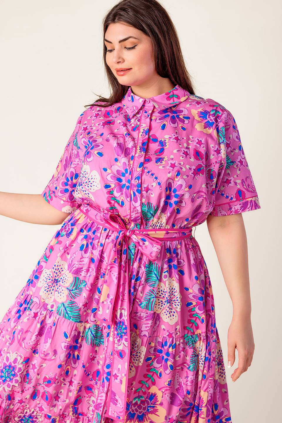 PETAL PRESS - PINK & PURPLE FLORAL MIDI DRESS - Image 13